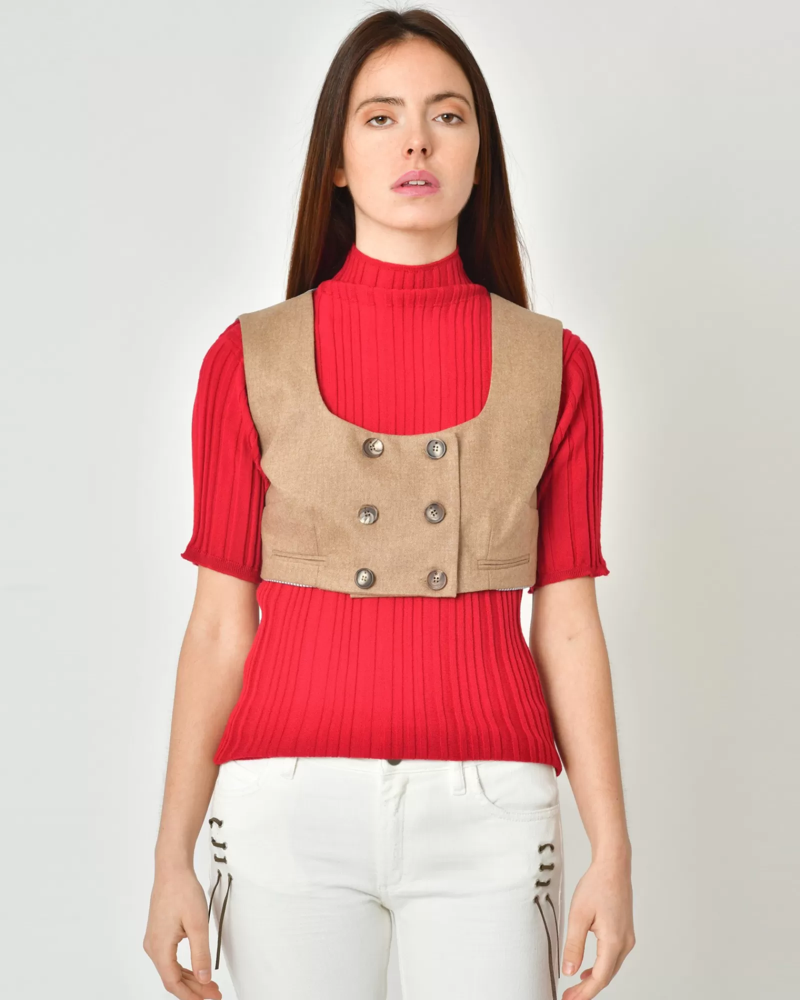 La Piscine Paris Gilet à double boutonnage Lorena Antoniazzi Marron Flash Sale