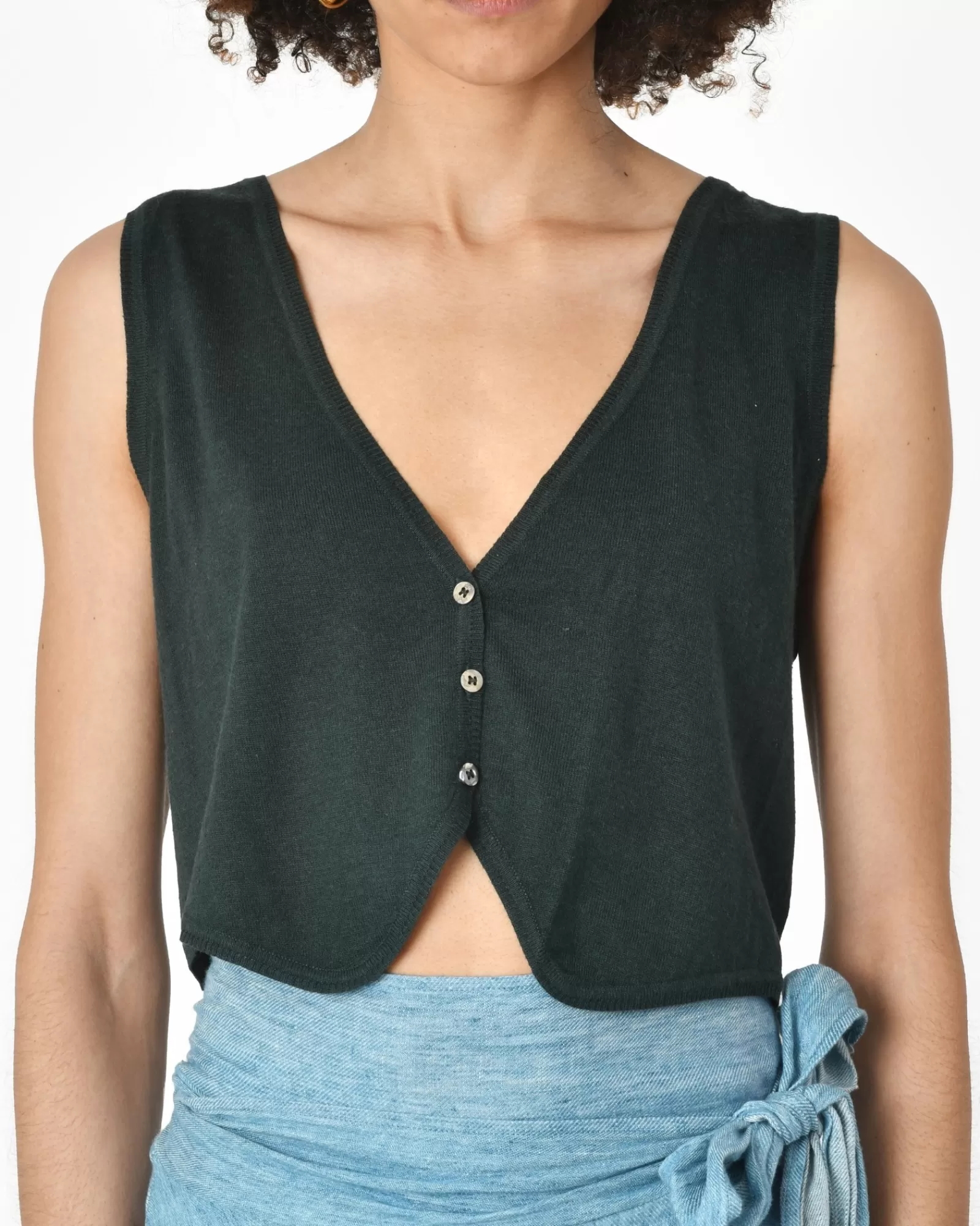 La Piscine Paris Gilet foncé 120% Lino Vert Clearance