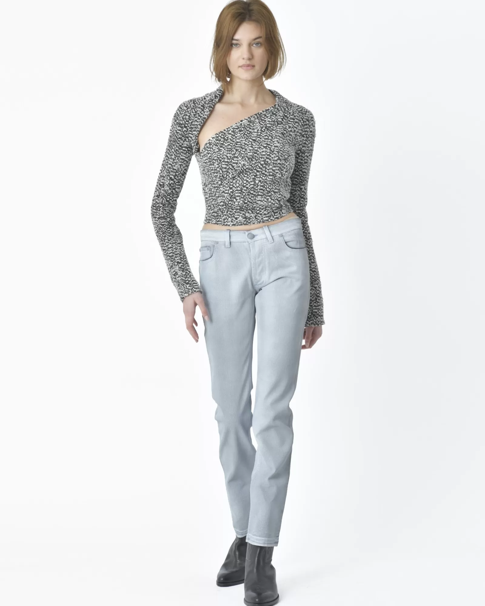 La Piscine Paris Haut et blanc col asymétrique Carven Noir Hot