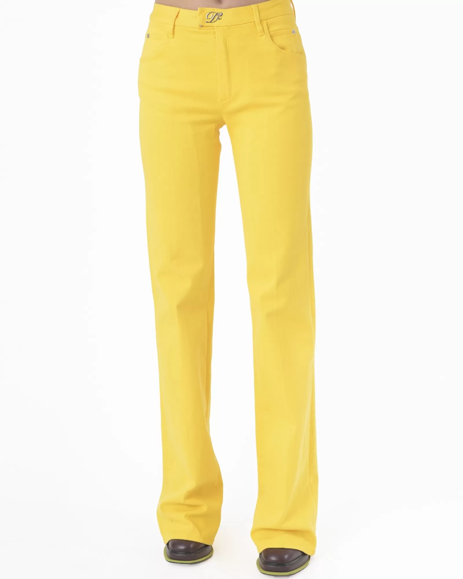 La Piscine Paris Jean évasé taille haute Dsquared2 Jaune New