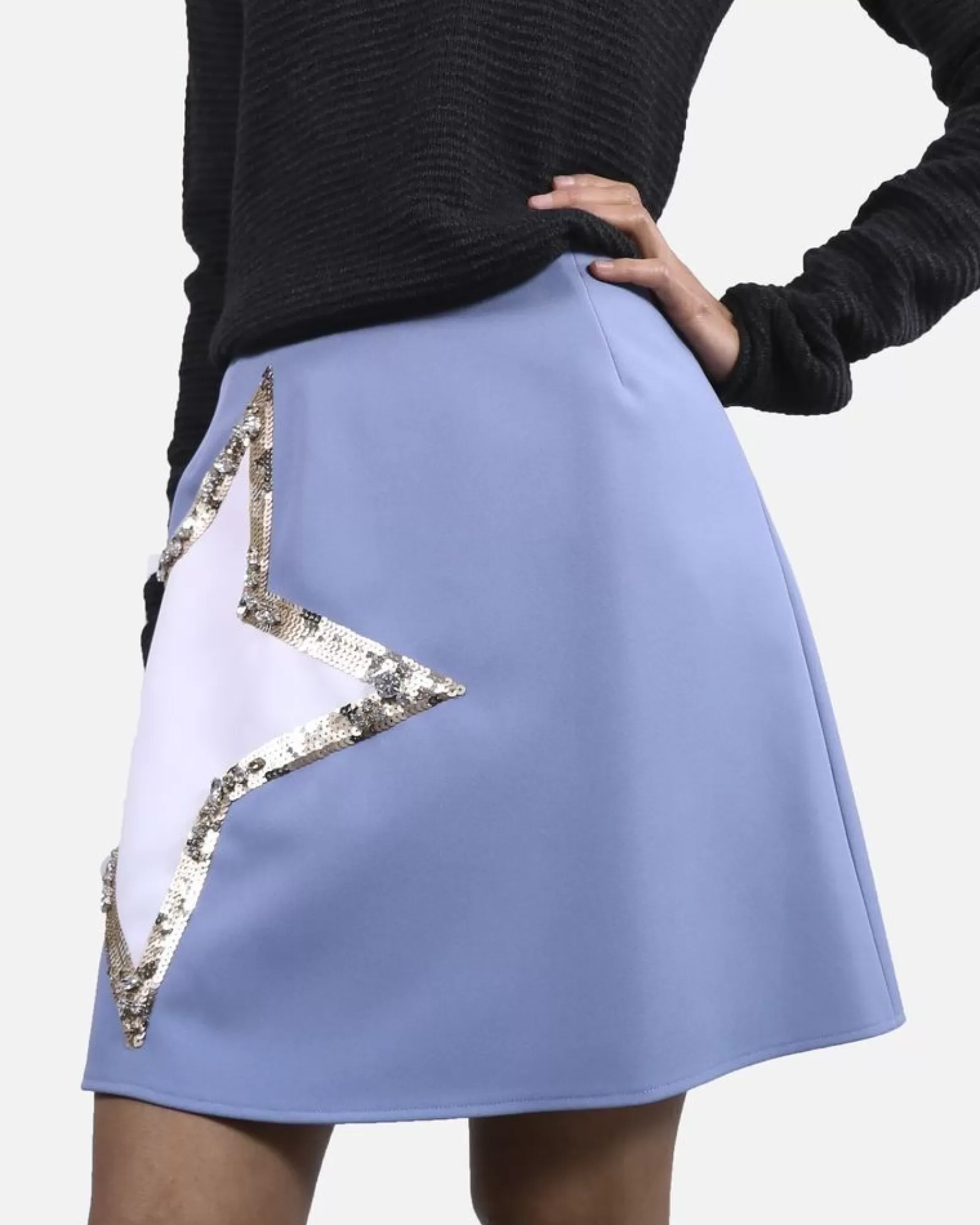 La Piscine Paris Jupe e avec etoile à sequins Elisabetta Franchi Bleu Shop