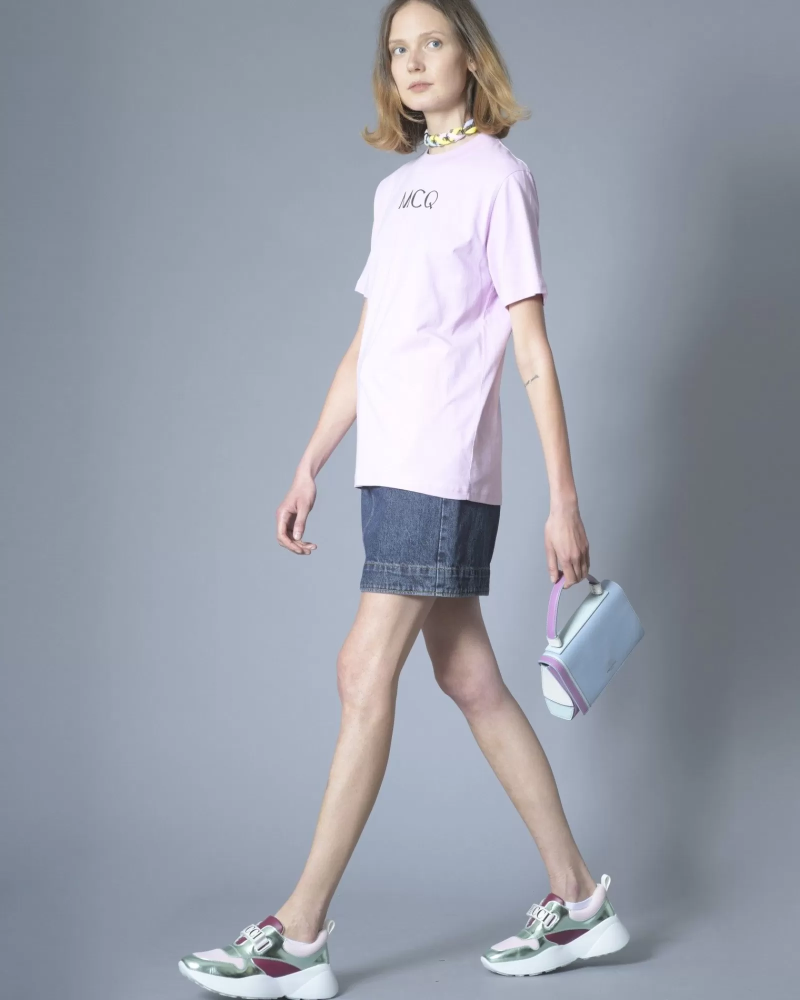 La Piscine Paris Jupe en jean à finitions contrastées McQ Alexander McQueen Bleu Sale