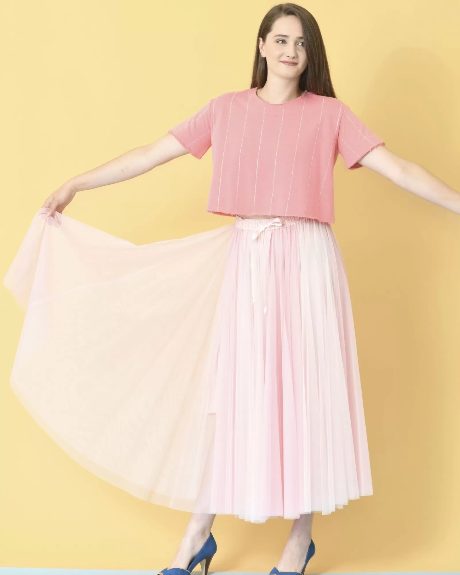 La Piscine Paris Jupe en tulle Edward Achour Rose Sale