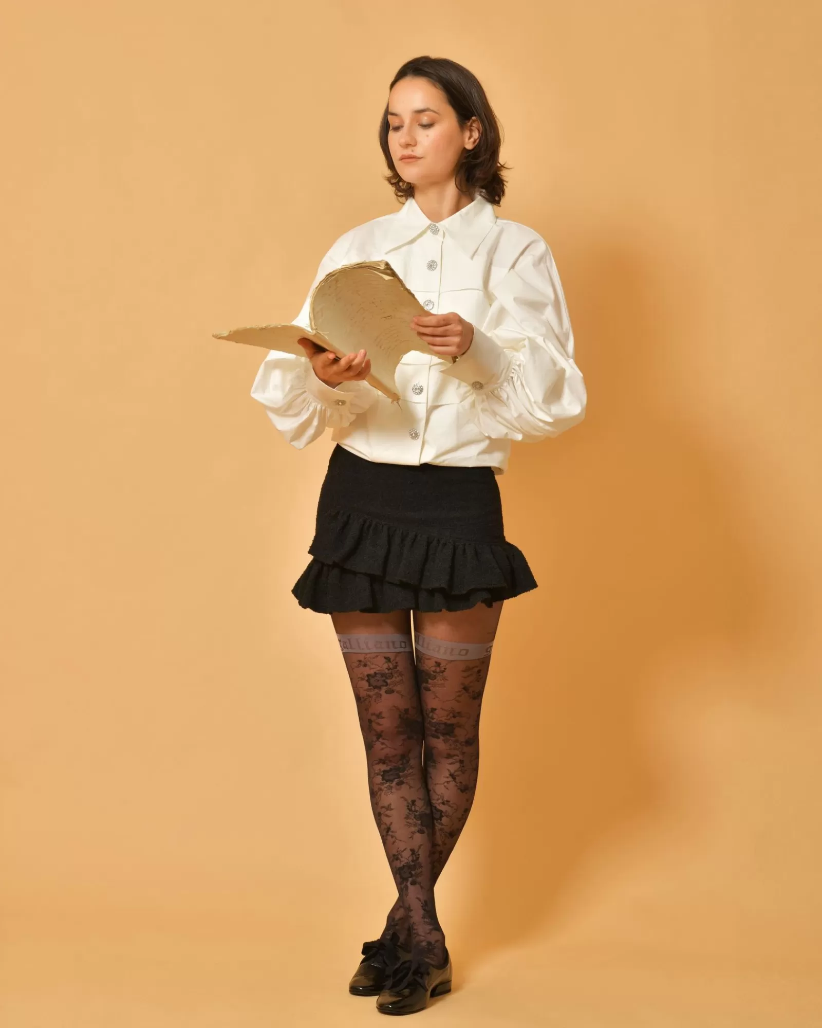 La Piscine Paris Jupe en tweed à volants asymétriques Edward Achour Noir Sale