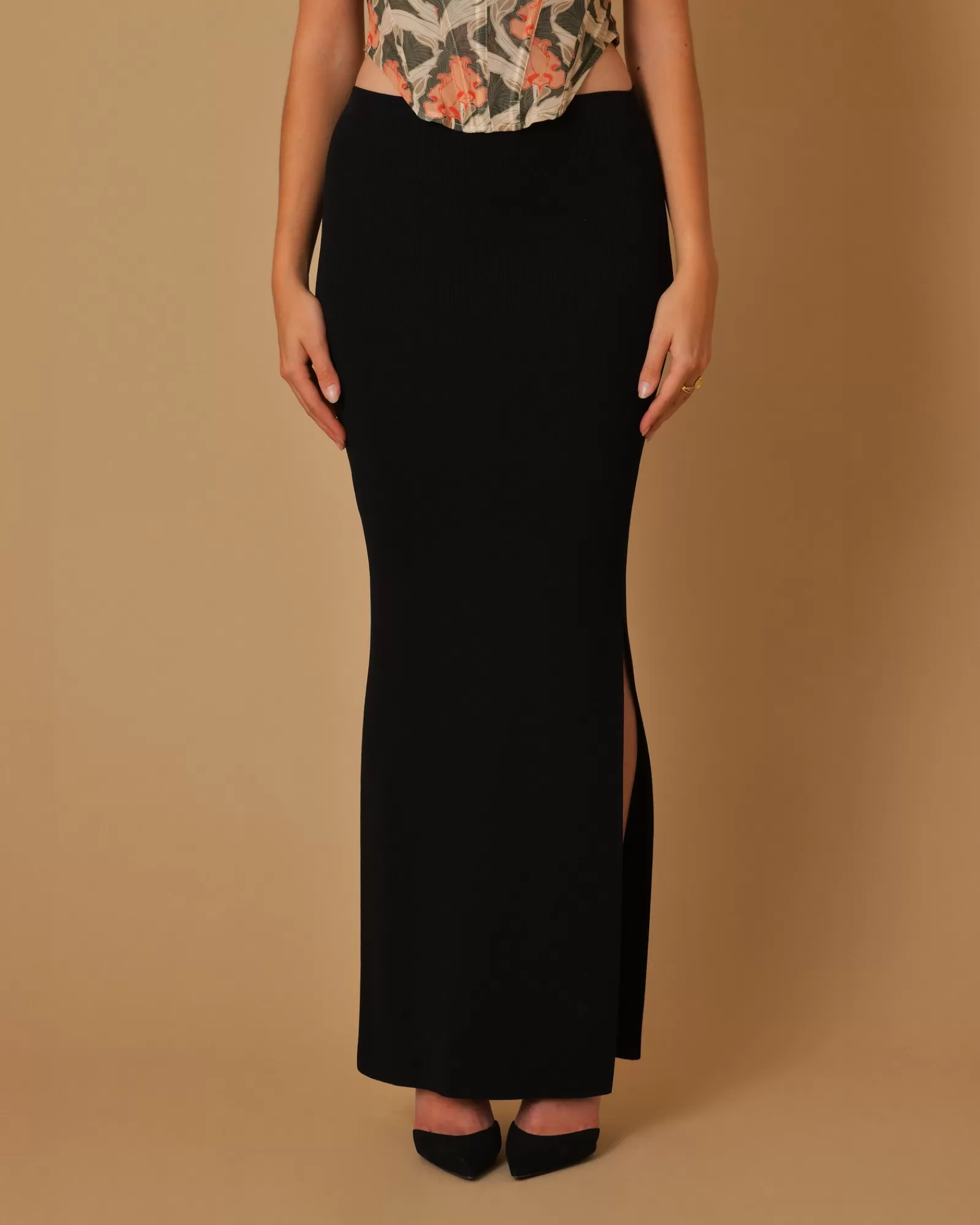 La Piscine Paris Jupe en viscose stretch à fentes Aya Muse Noir Clearance