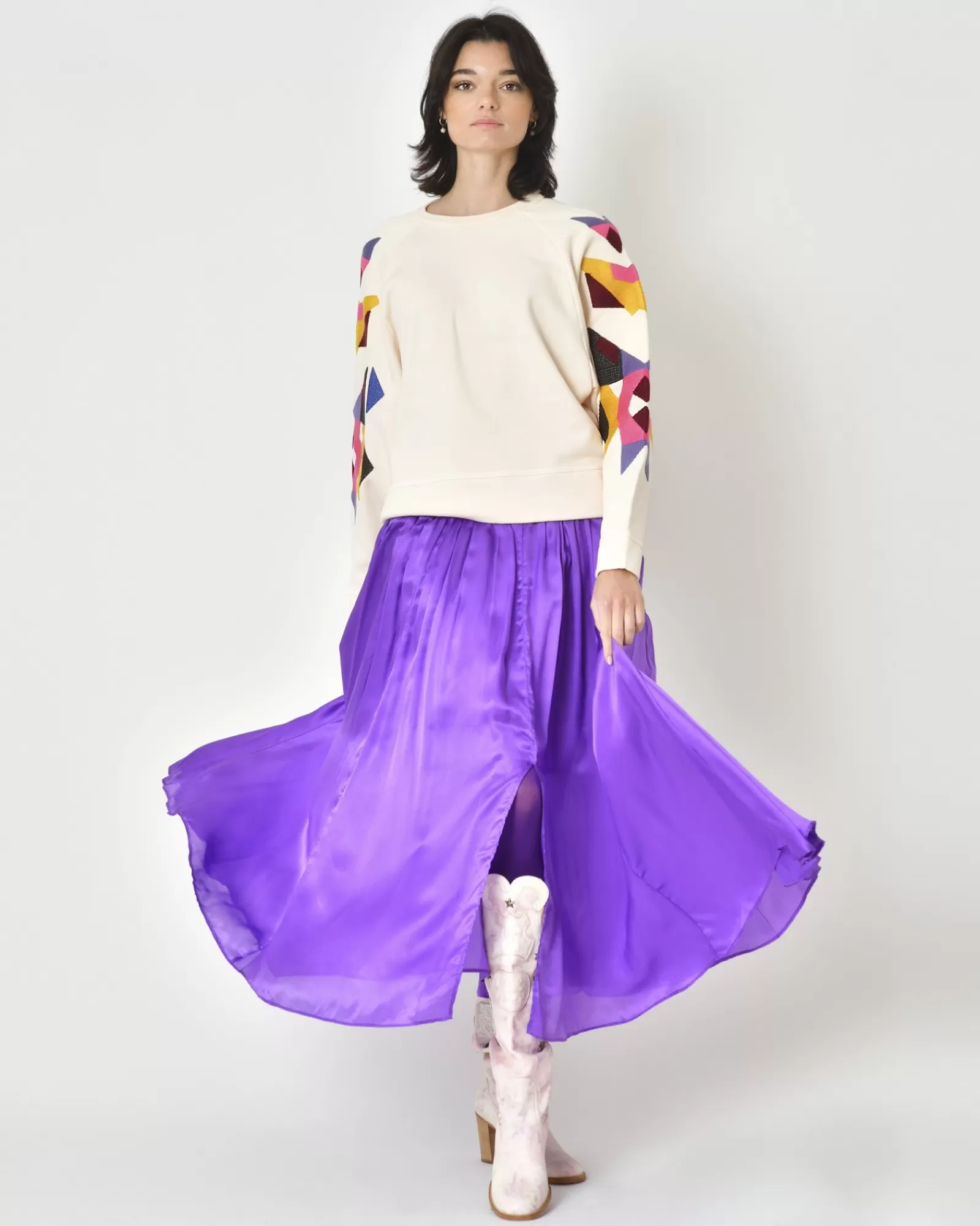 La Piscine Paris Jupe en voile de soie Forte Forte Violet Shop