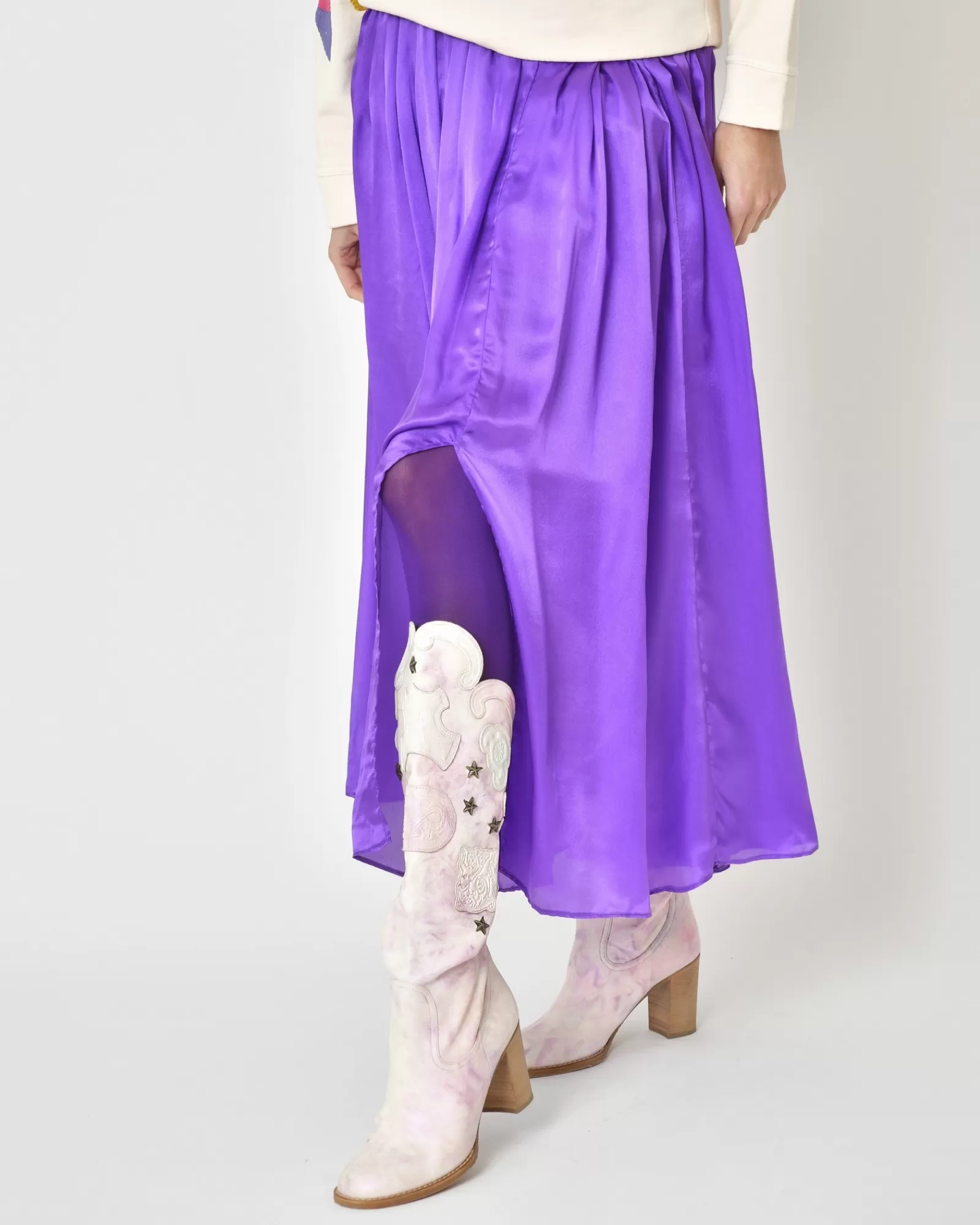 La Piscine Paris Jupe en voile de soie Forte Forte Violet Shop