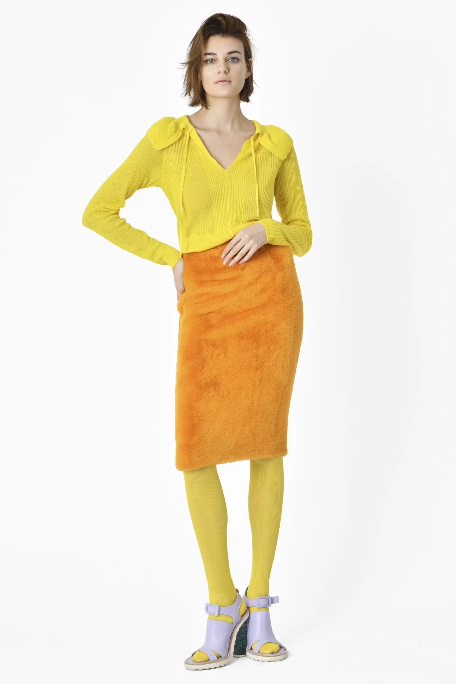 La Piscine Paris Jupe fausse fourrure Oof Wear Orange Sale