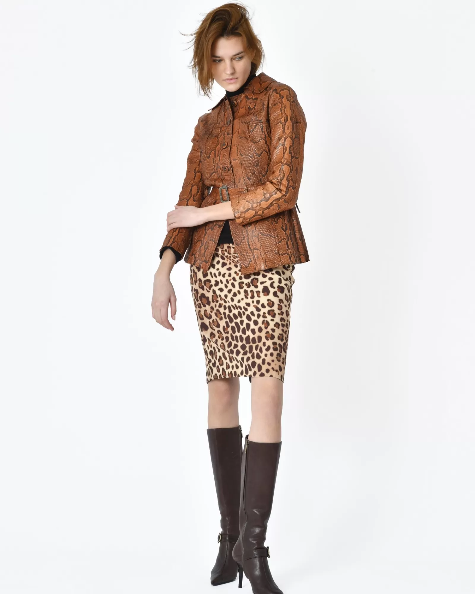 La Piscine Paris Jupe genoux motif léopard Blumarine Marron Best Sale