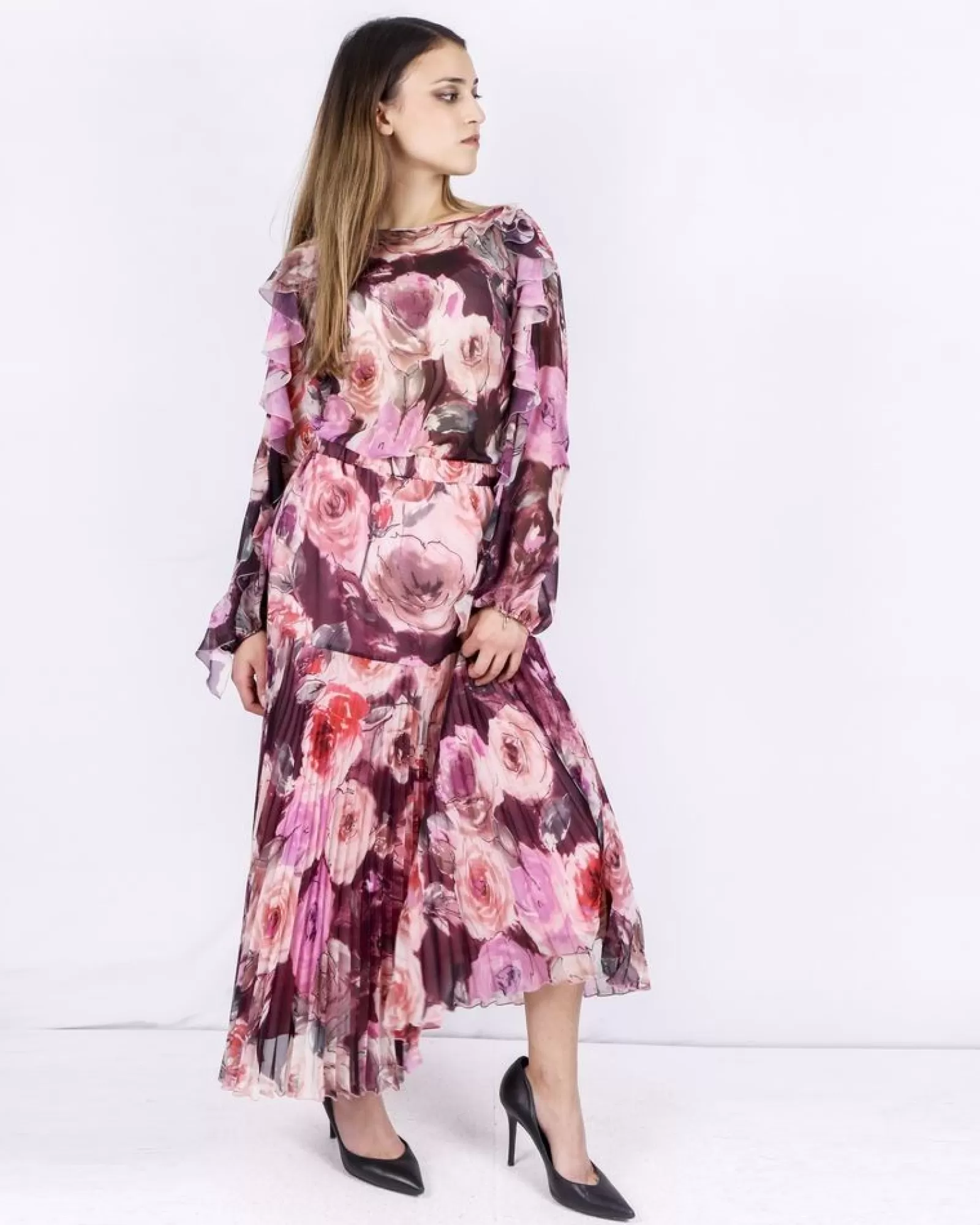 La Piscine Paris Jupe longue en mousseline plissée à fleurs Blumarine Rose Sale