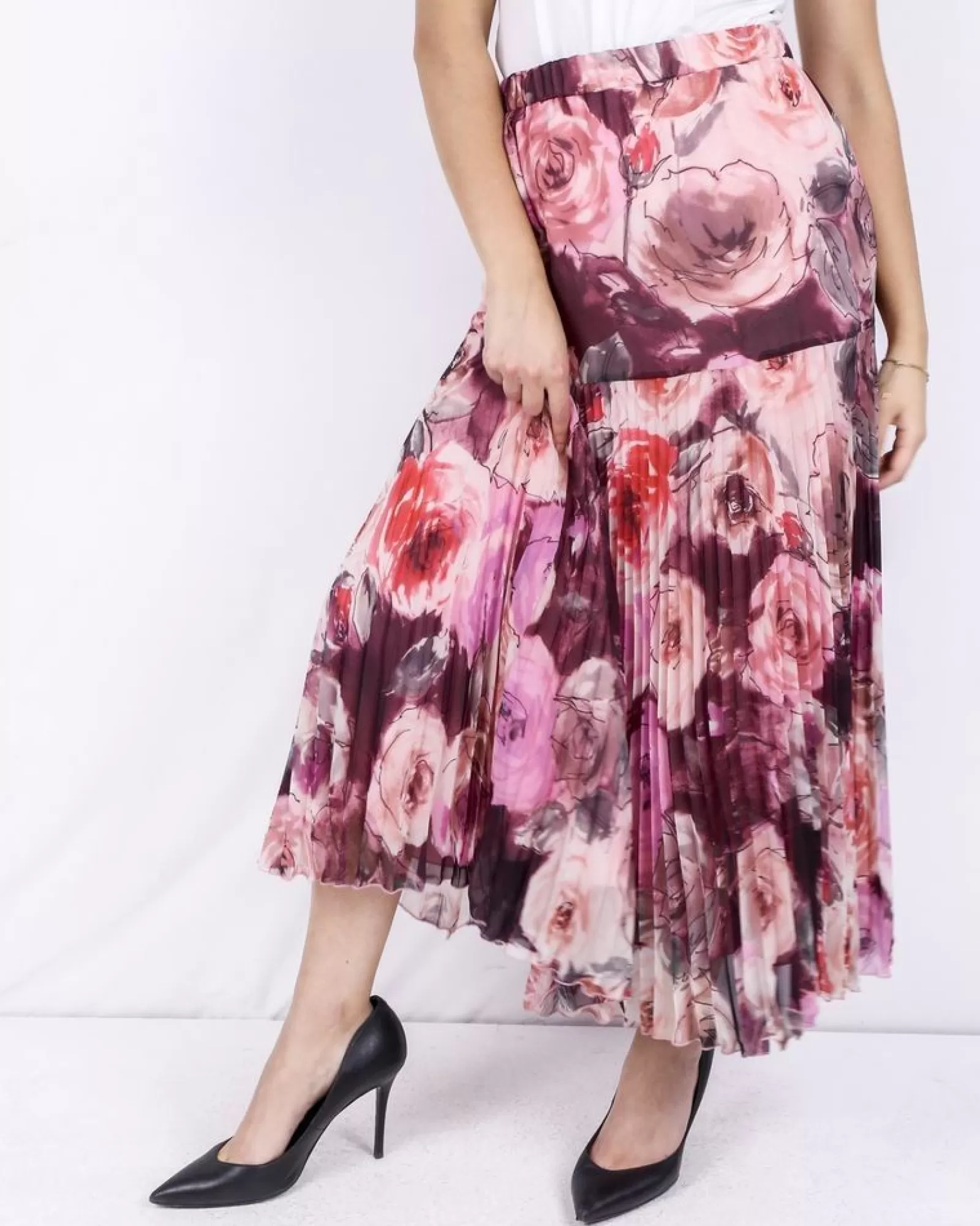 La Piscine Paris Jupe longue en mousseline plissée à fleurs Blumarine Rose Sale
