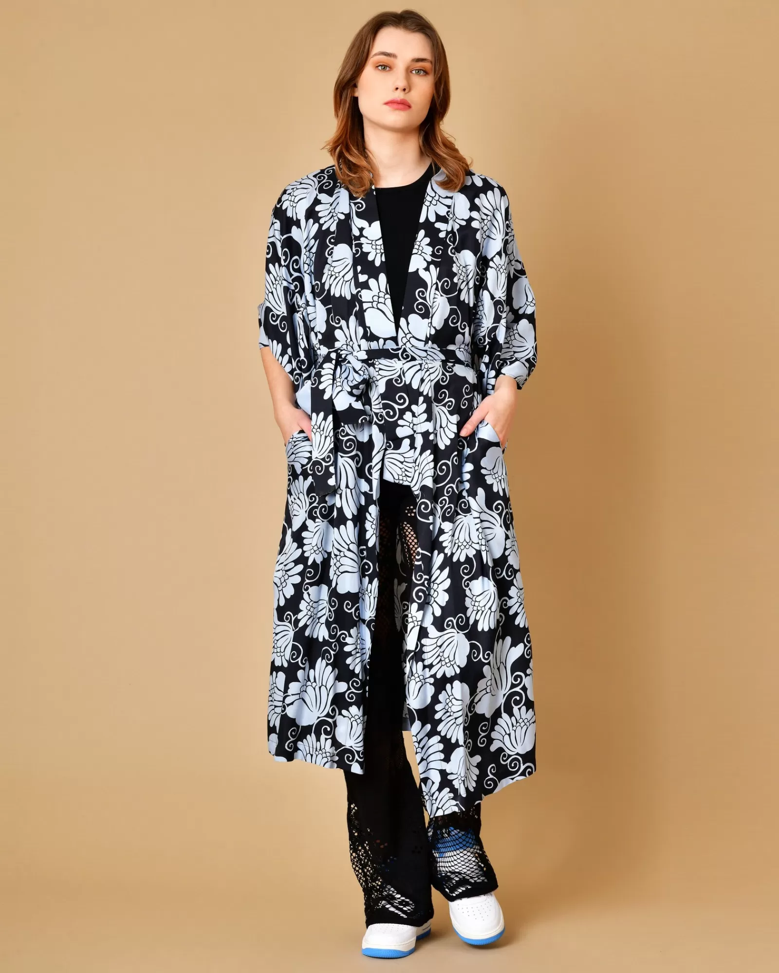La Piscine Paris Kimono en viscose à imprimé Beatrice B Noir Hot