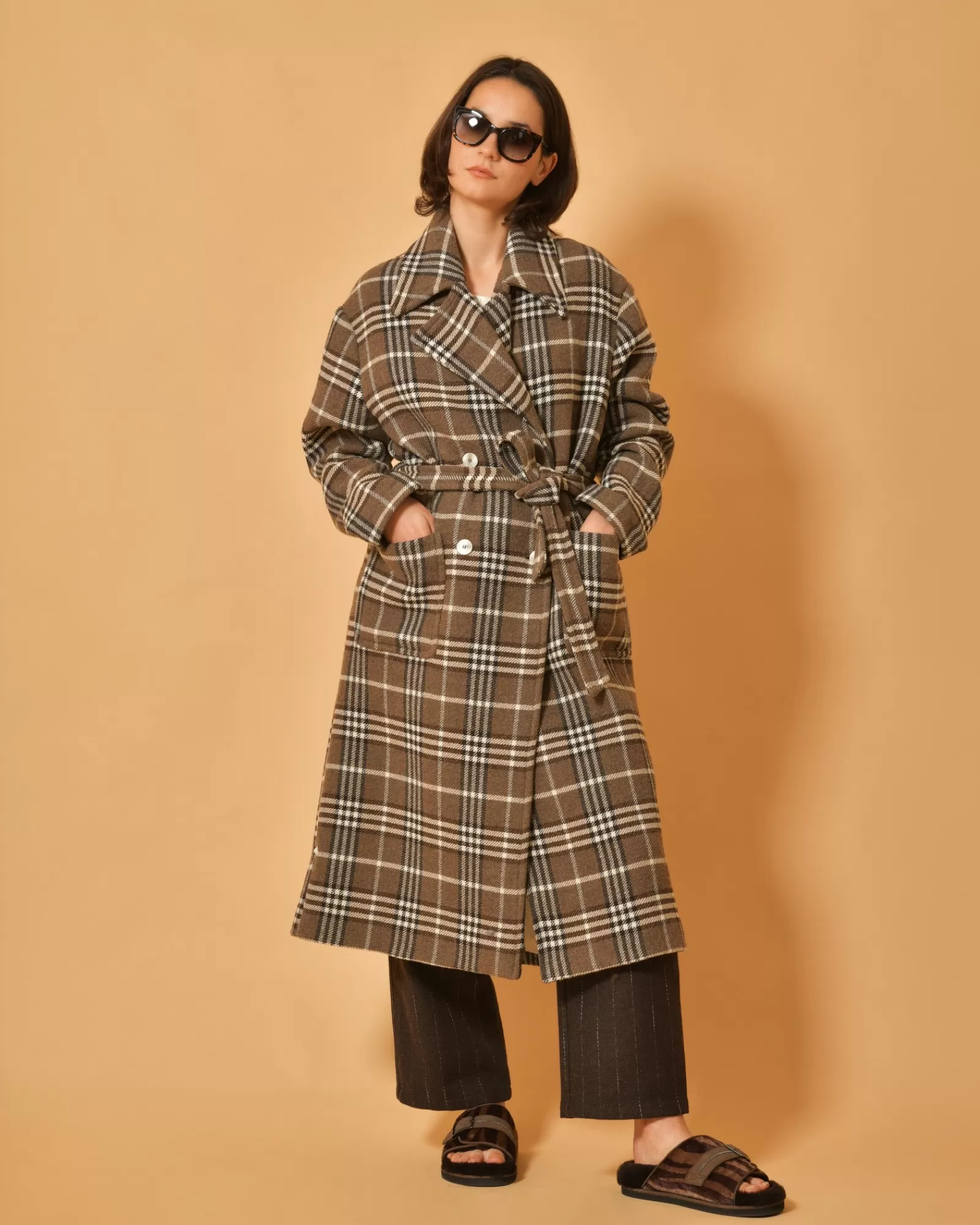 La Piscine Paris Manteau à carreaux en laine mélangée Chloé Stora Marron Outlet