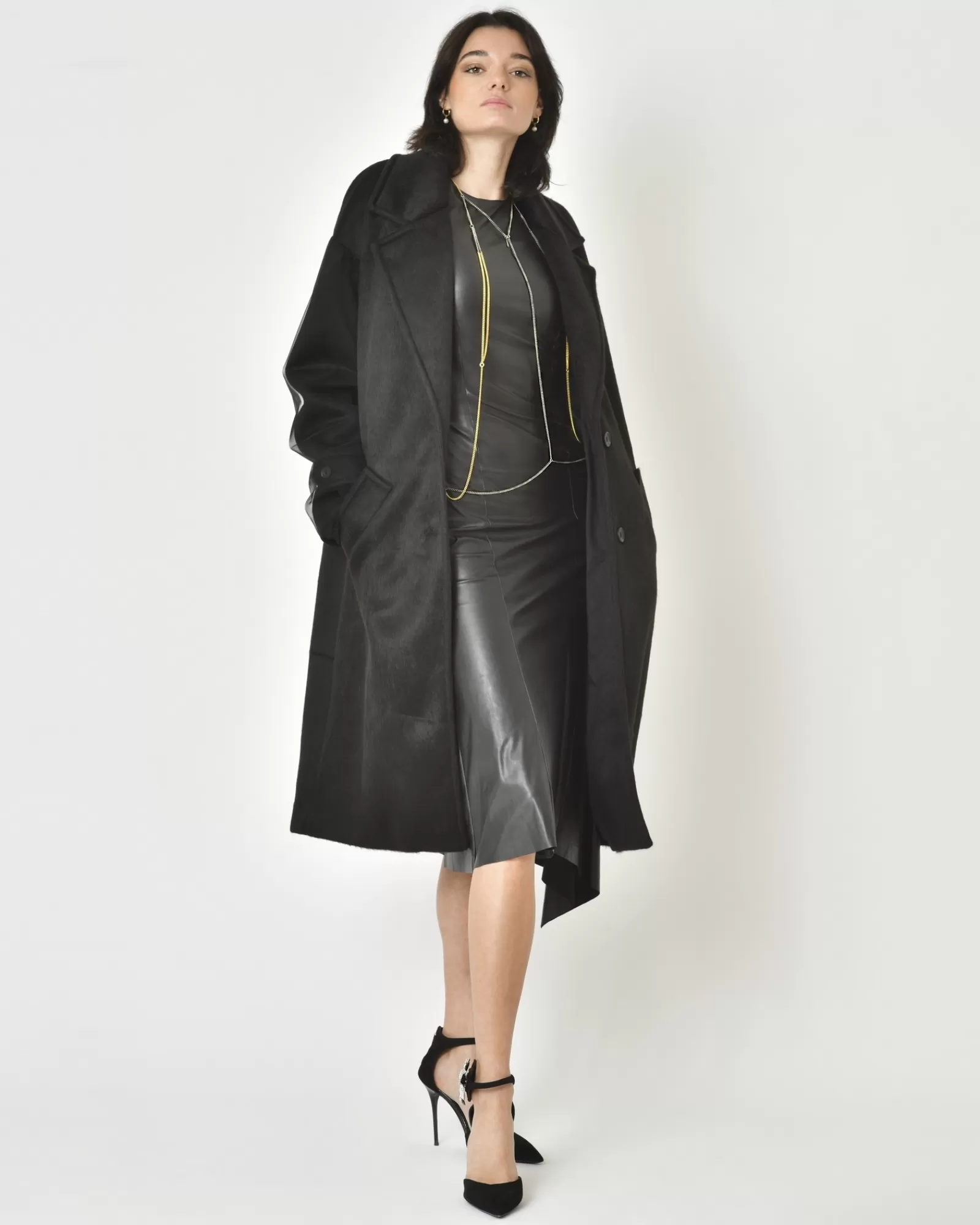 La Piscine Paris Manteau à empiècement Nostra Santissima Noir Outlet