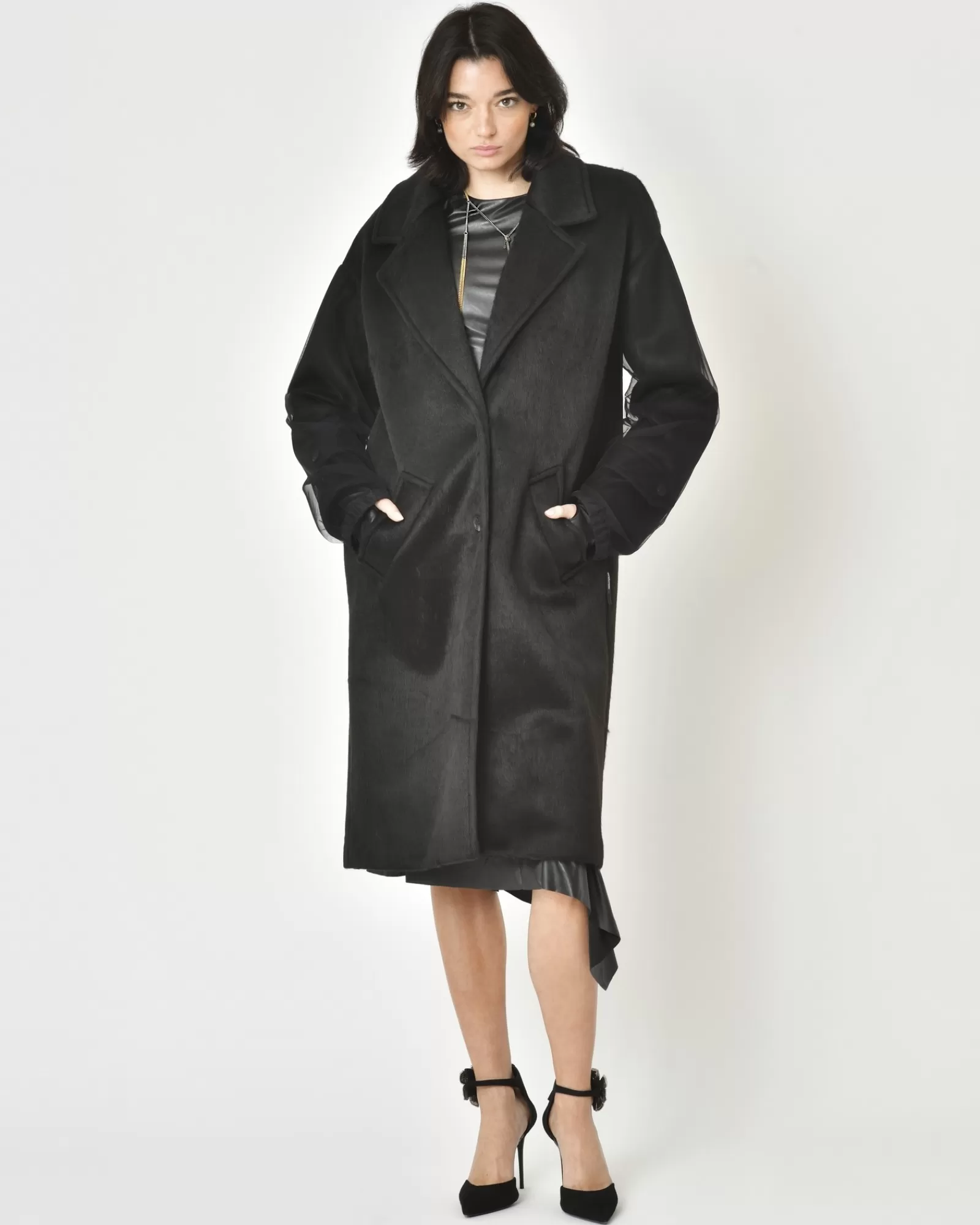 La Piscine Paris Manteau à empiècement Nostra Santissima Noir Outlet