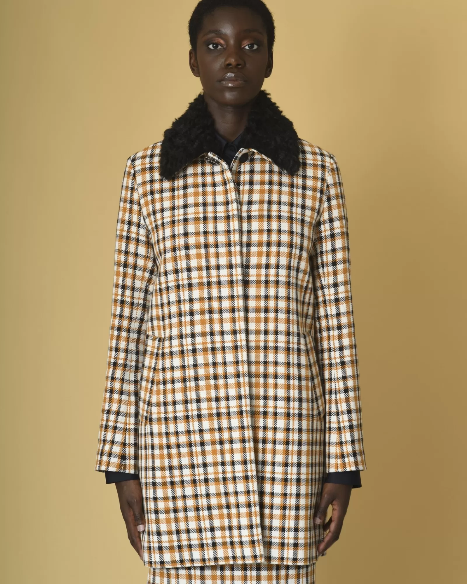 La Piscine Paris Manteau en coton à carreaux McQ Alexander McQueen Orange Store