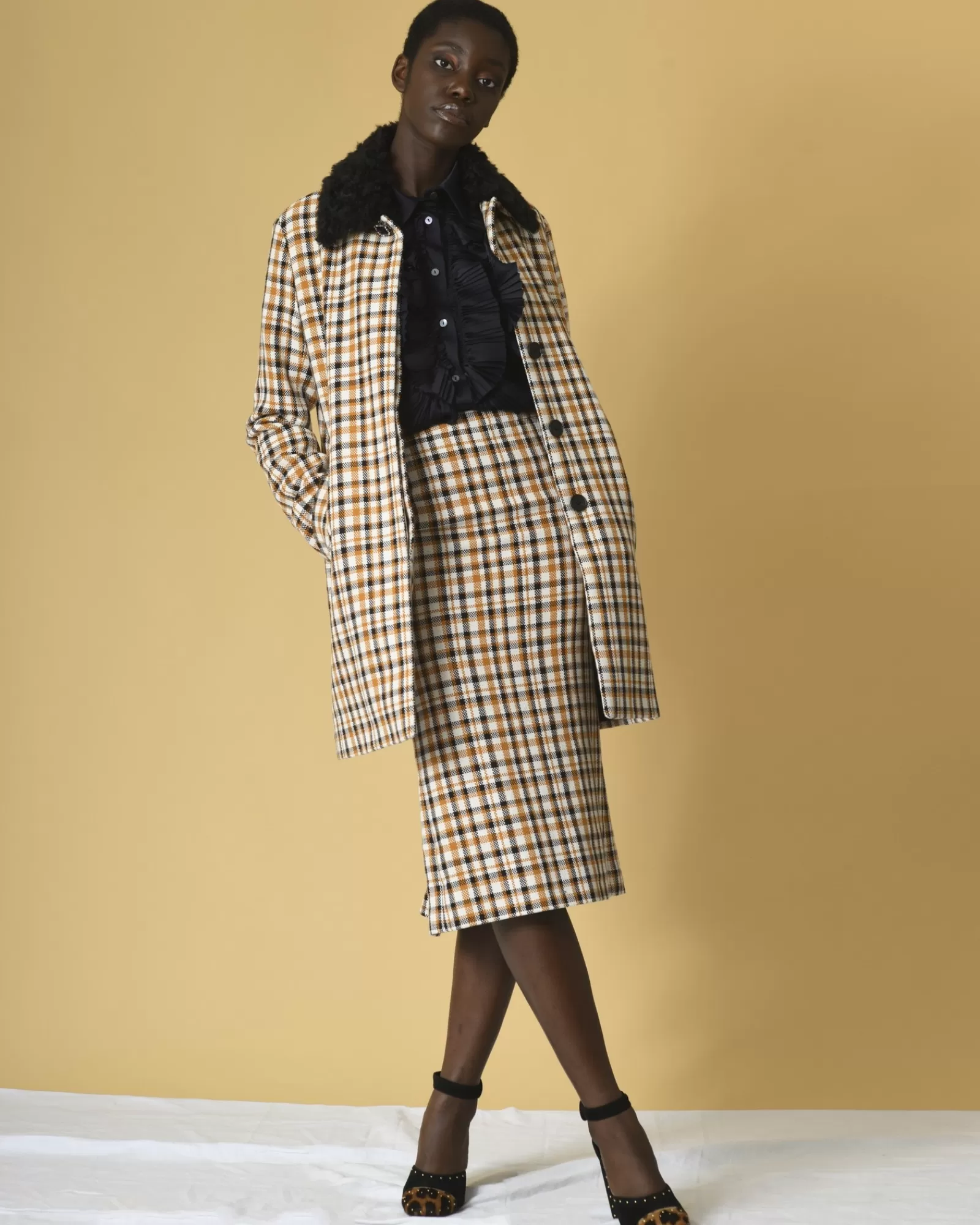 La Piscine Paris Manteau en coton à carreaux McQ Alexander McQueen Orange Store
