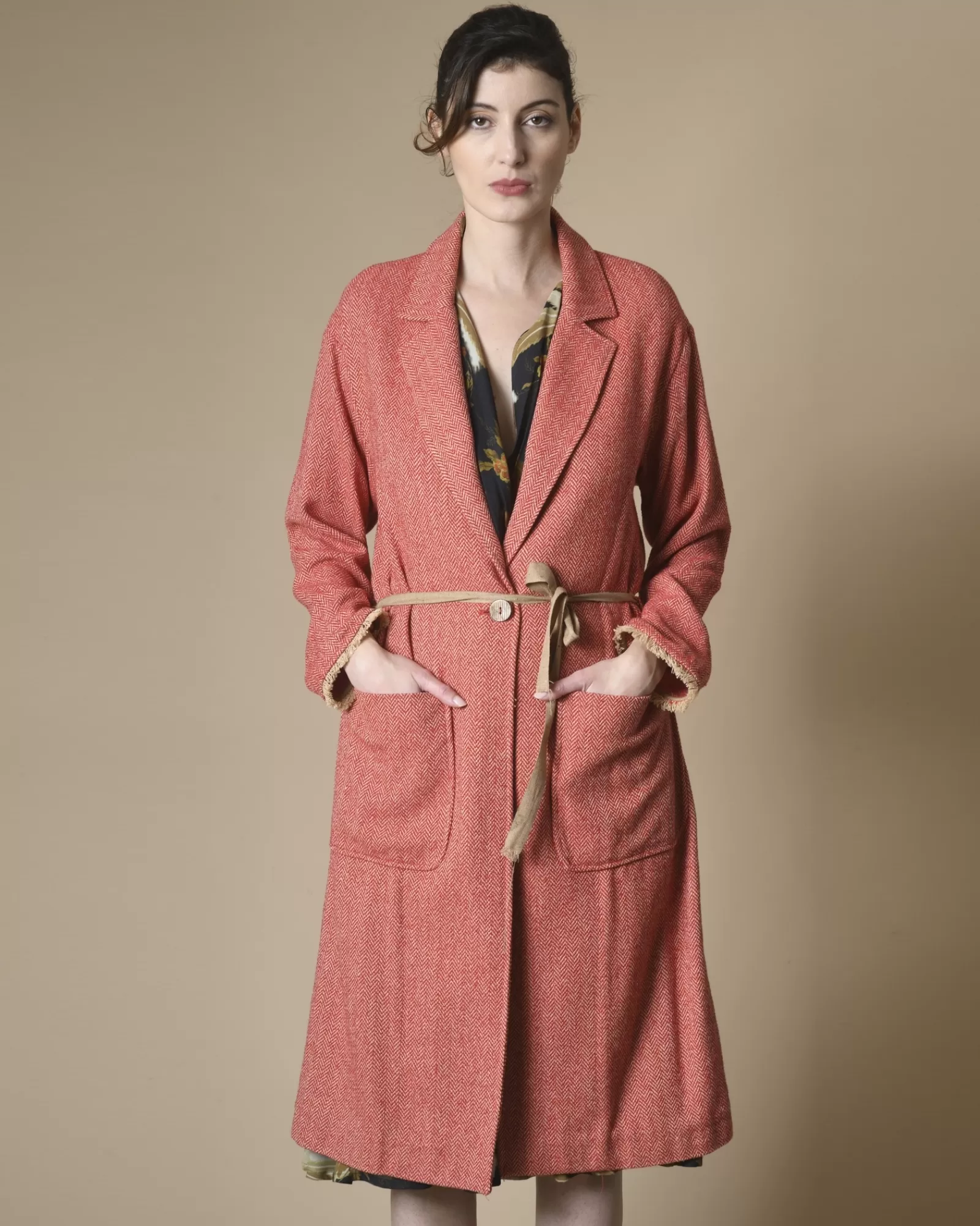 La Piscine Paris Manteau en coton à motifs chevron Diega Rouge Best