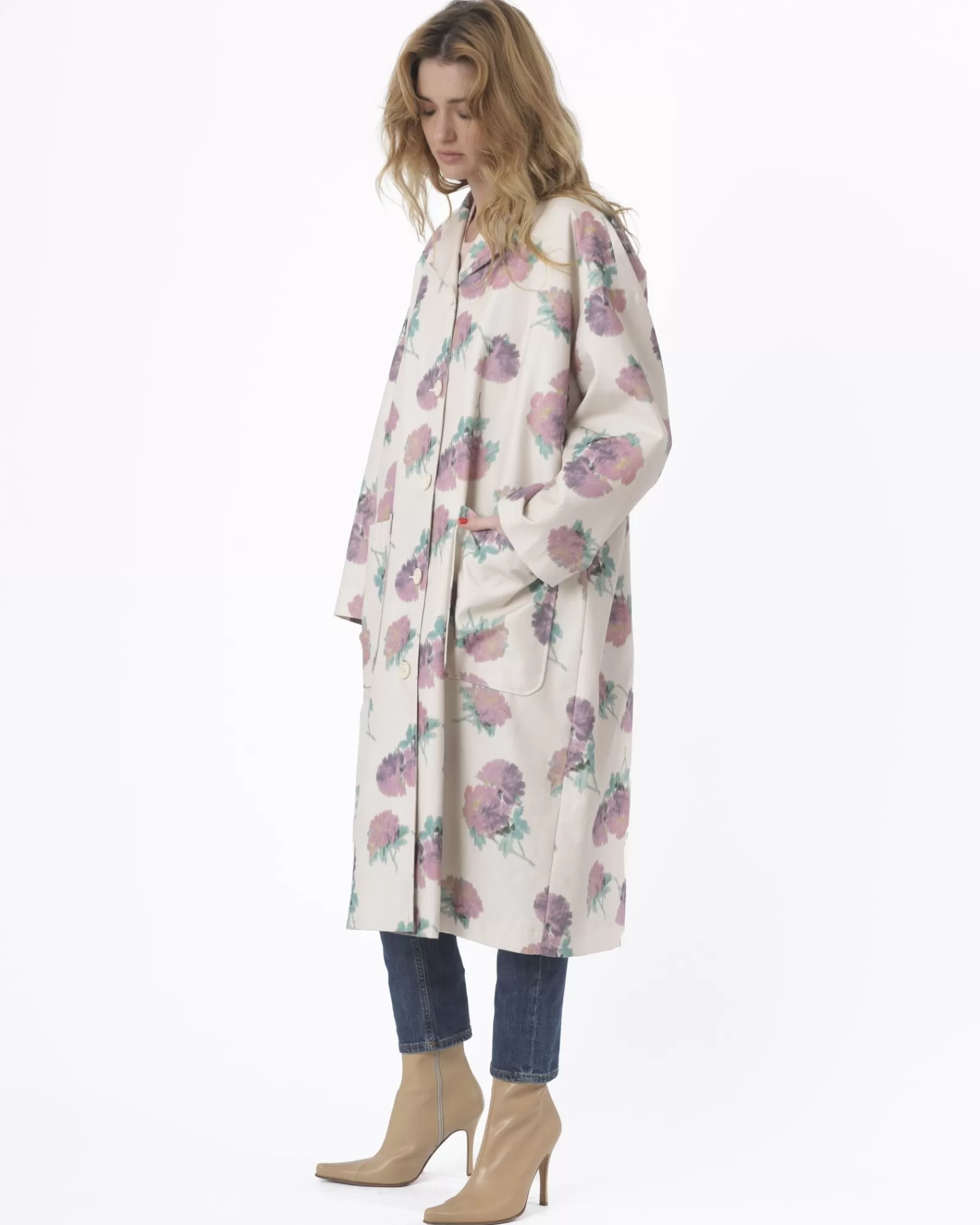 La Piscine Paris Manteau en coton fleuri Avn Beige Best