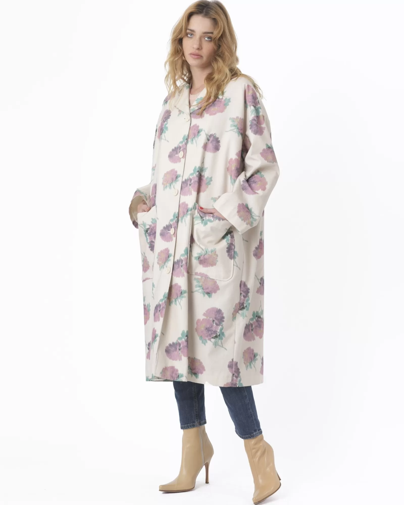 La Piscine Paris Manteau en coton fleuri Avn Beige Best