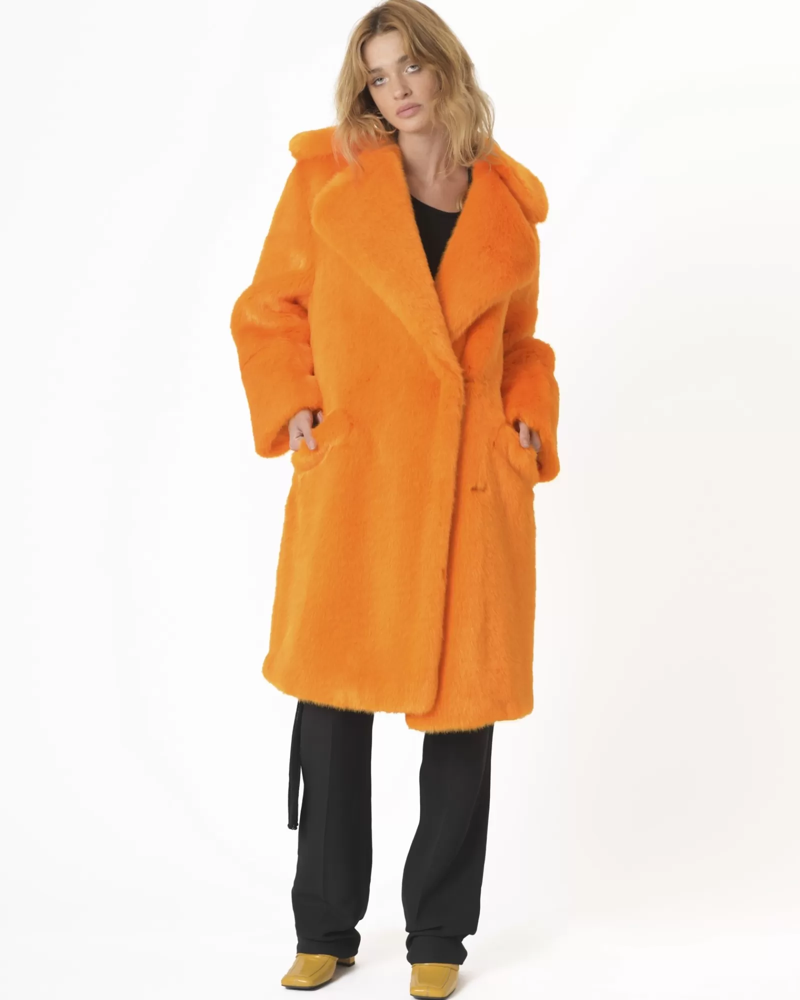 La Piscine Paris Manteau en fausse fourrure Sorelle Secli Orange Sale