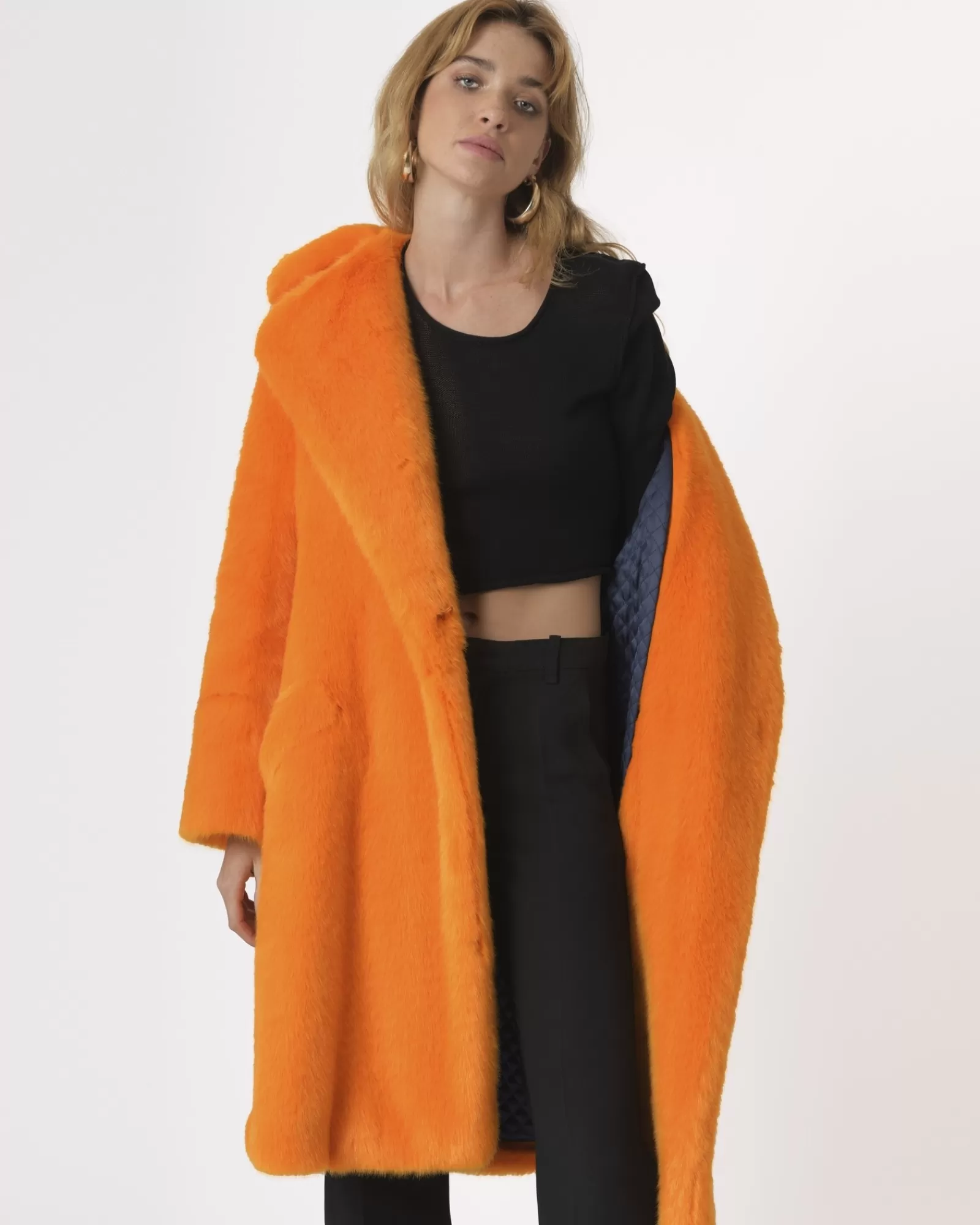 La Piscine Paris Manteau en fausse fourrure Sorelle Secli Orange Sale