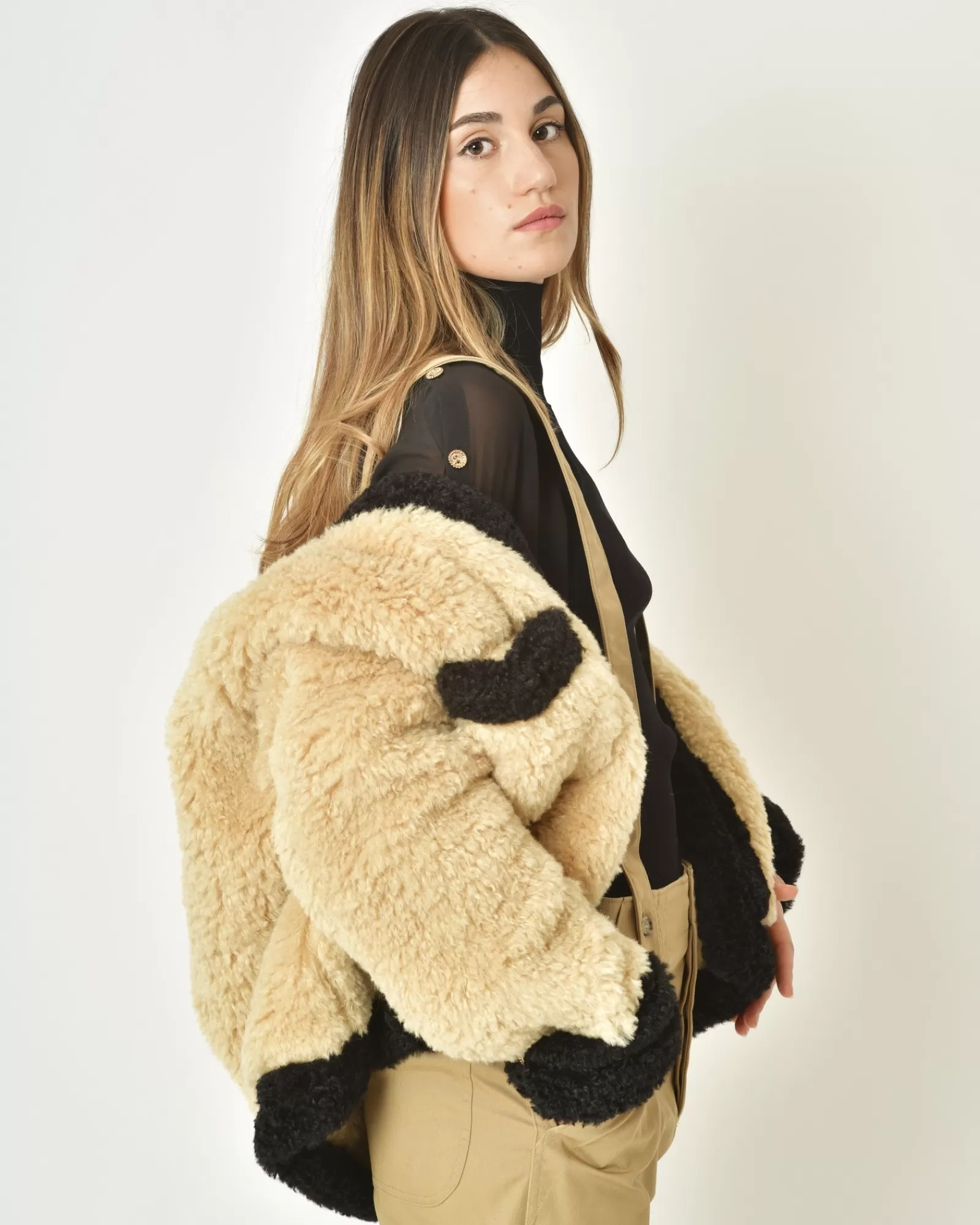 La Piscine Paris Manteau en fourrure synthétique Edward Achour Beige Shop