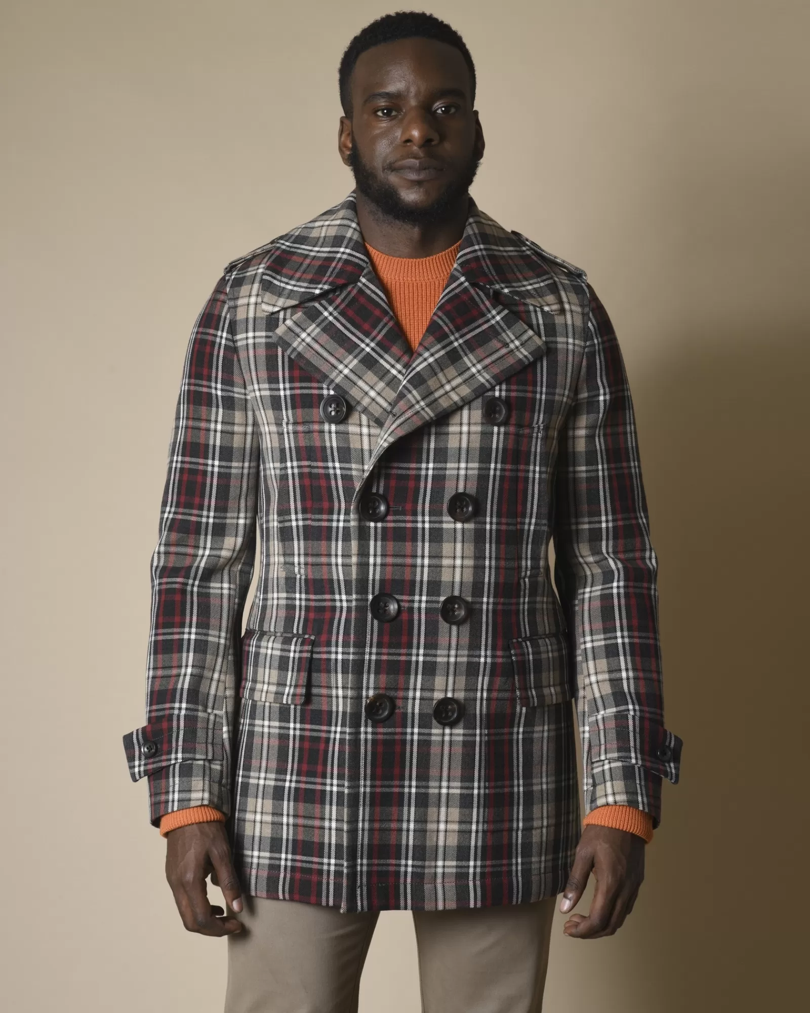 La Piscine Paris Manteau en laine à carreaux Gabriele Pasini Beige Cheap