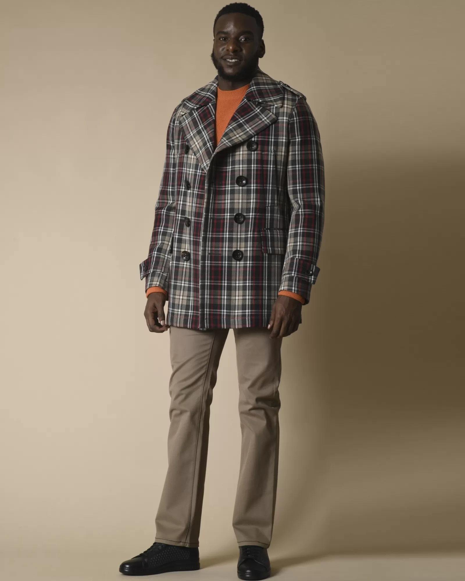 La Piscine Paris Manteau en laine à carreaux Gabriele Pasini Beige Cheap