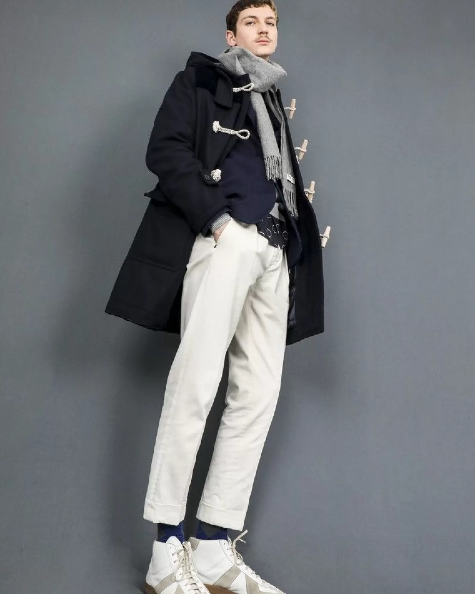 La Piscine Paris Manteau en laine avec empiècements en velours rayé Palto Bleu Cheap