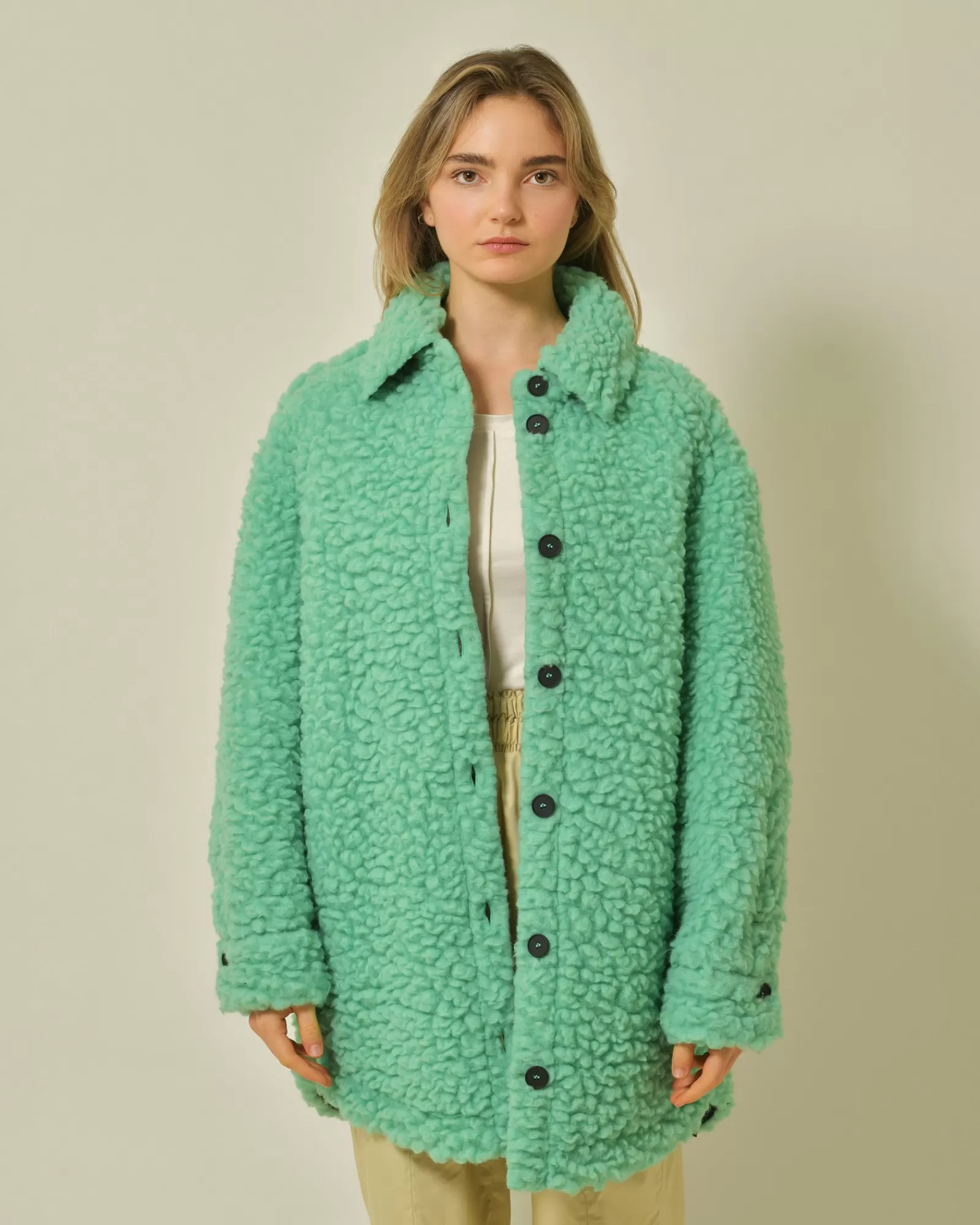 La Piscine Paris Manteau en laine bouclée e T_Coat Vert Cheap