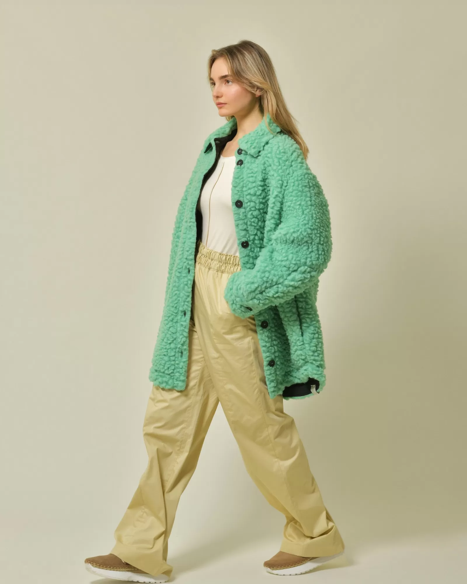 La Piscine Paris Manteau en laine bouclée e T_Coat Vert Cheap