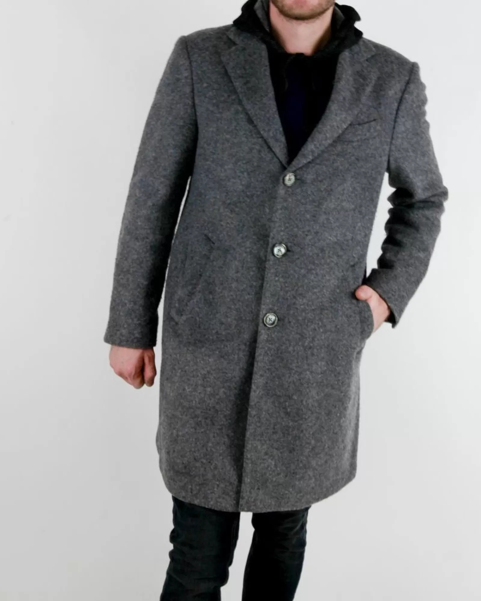 La Piscine Paris Manteau en laine bouillis à capuche Luca Roda Gris Flash Sale