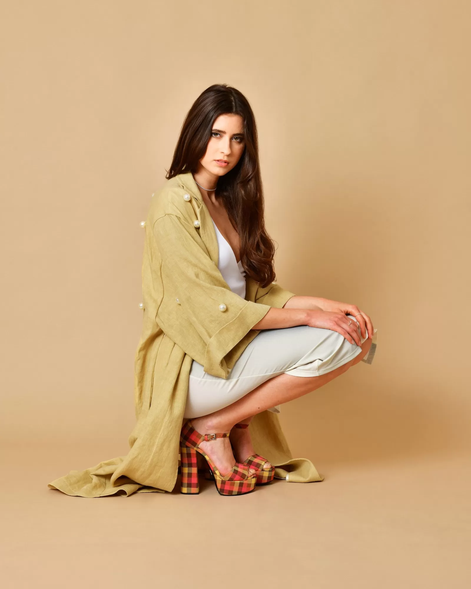 La Piscine Paris Manteau en lin à empiècements en perles Forte Forte Beige Online