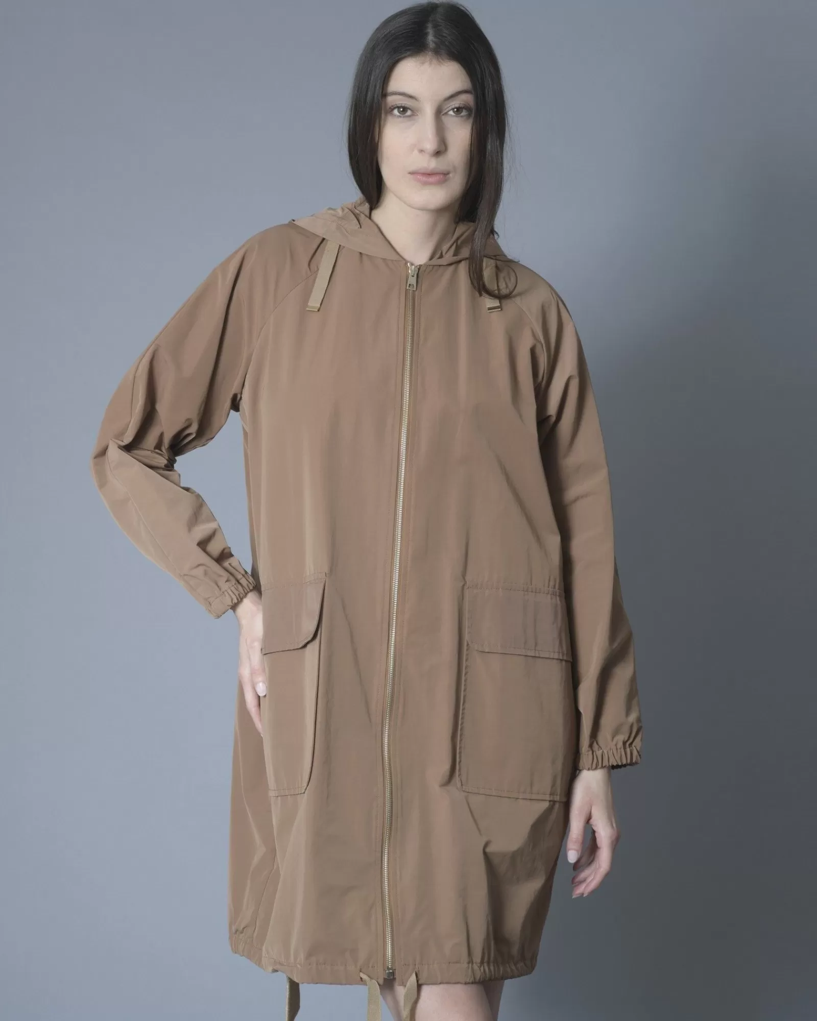 La Piscine Paris Manteau en tissu technique à capuche Palto Marron Hot