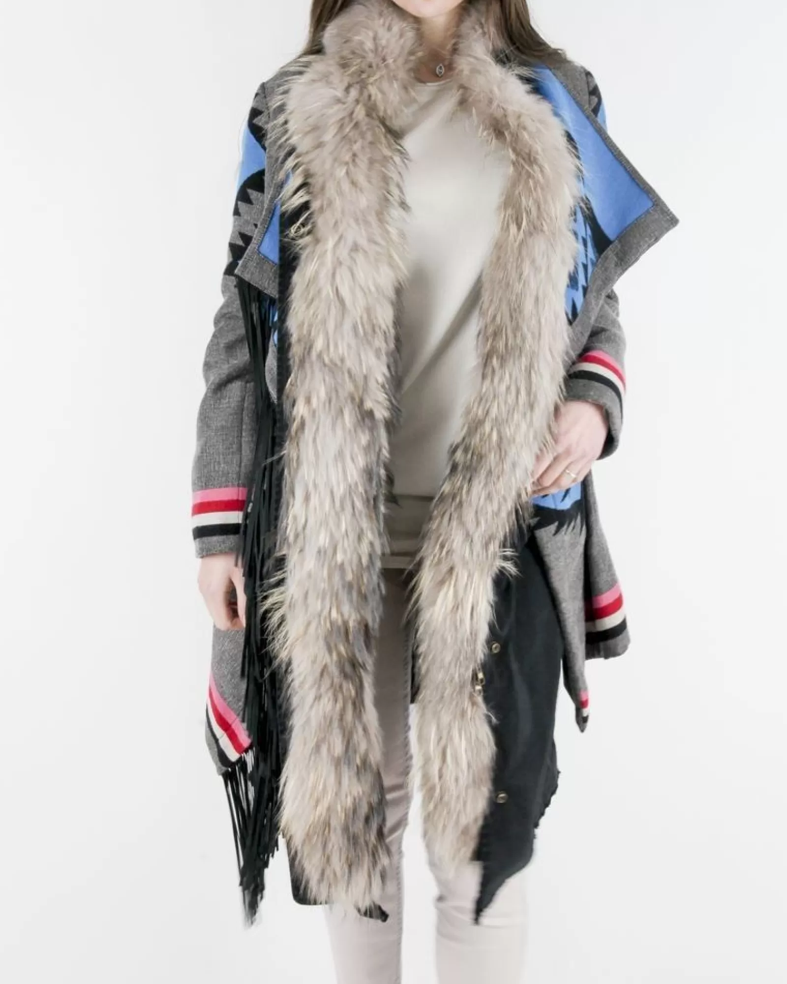 La Piscine Paris Manteau ethnique à col amovible Bazar Deluxe Gris Shop