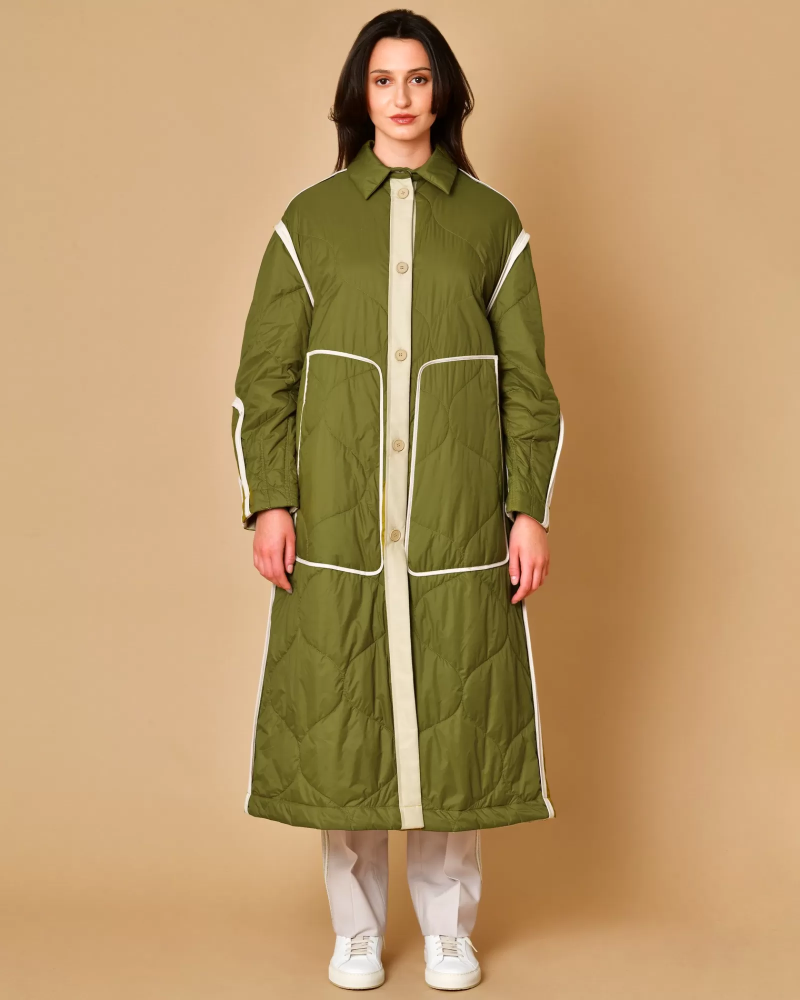La Piscine Paris Manteau matelassé olive imperméable T_Coat Vert Shop