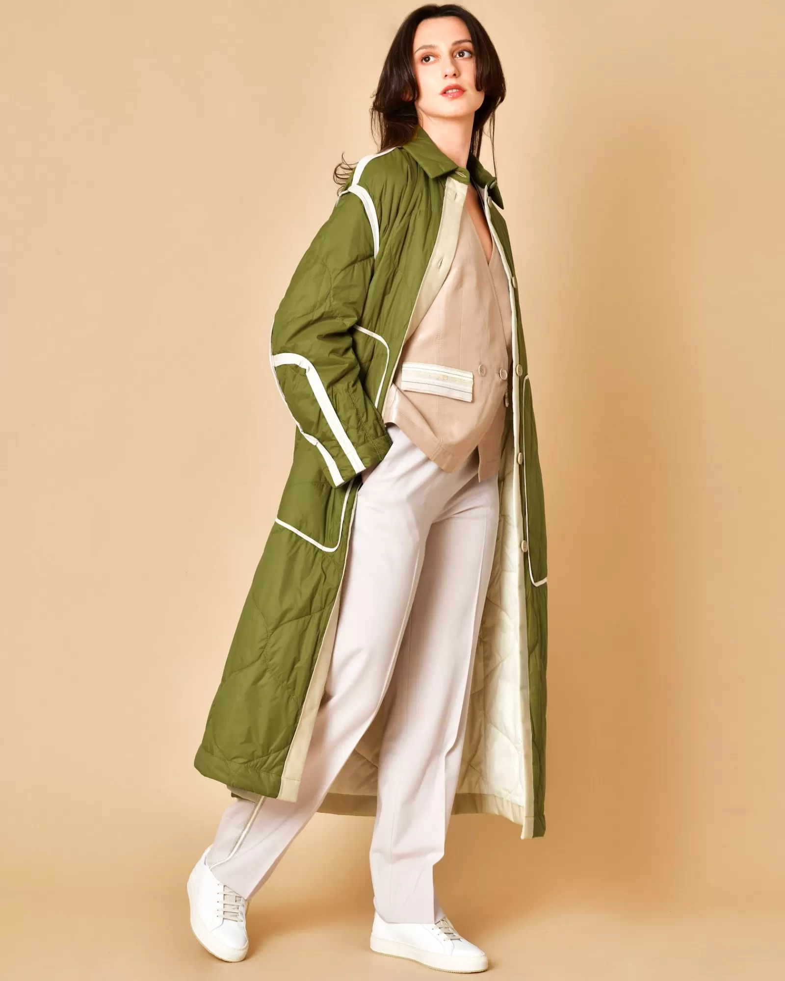 La Piscine Paris Manteau matelassé olive imperméable T_Coat Vert Shop