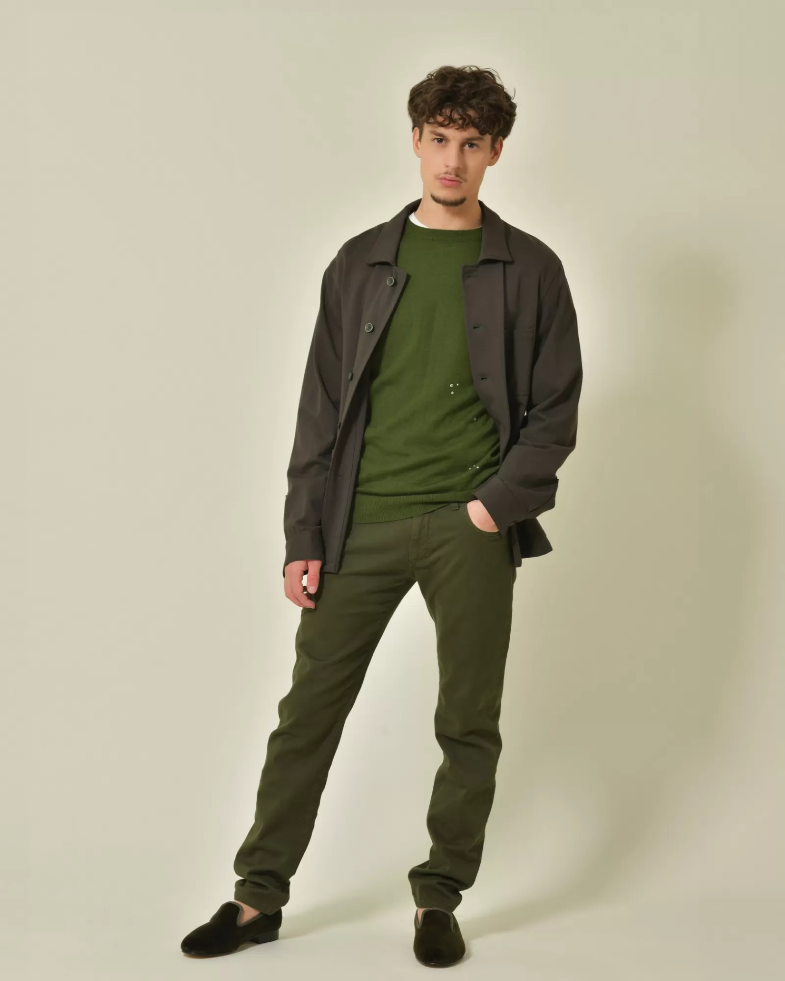 La Piscine Paris Mocassins en velours olive Bowhill & Elliott Vert New