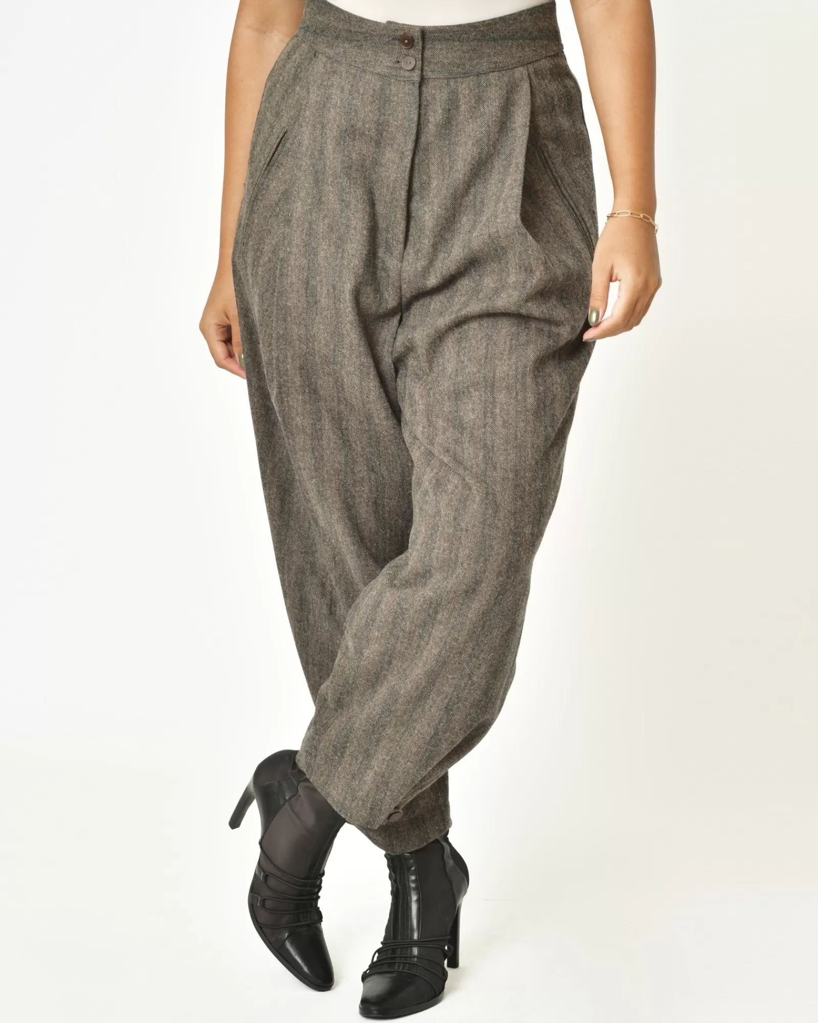 La Piscine Paris Pantalon à rayures pincés Malloni Marron Outlet