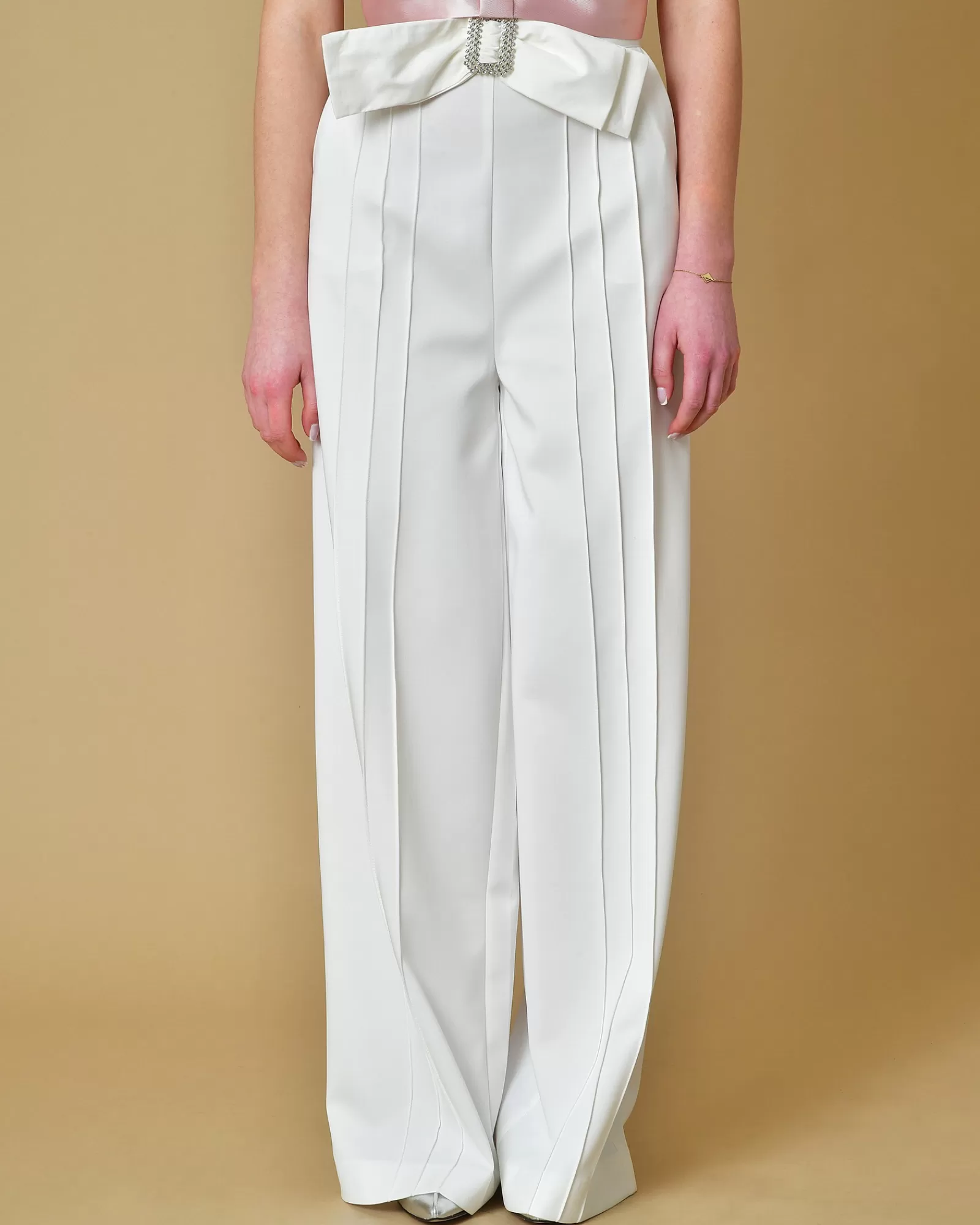 La Piscine Paris Pantalon avec noeud à strass Edward Achour Blanc Sale