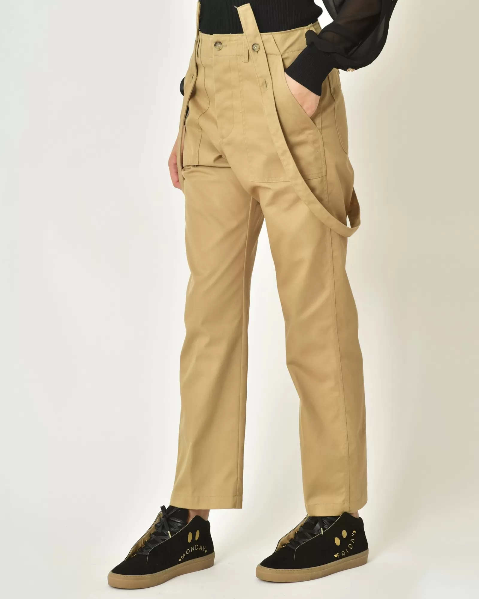 La Piscine Paris Pantalon à bretelles True NYC Beige Flash Sale