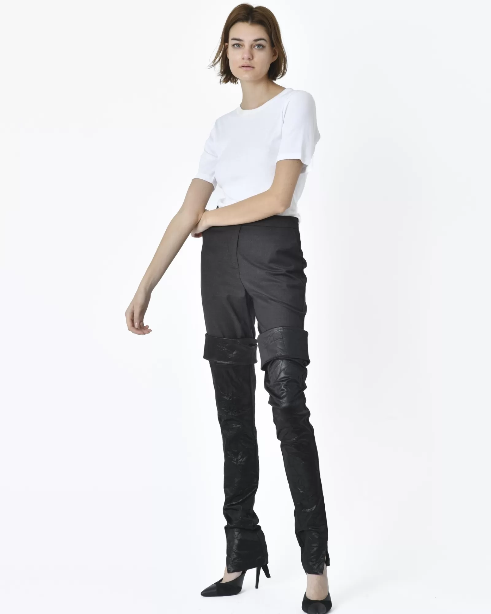 La Piscine Paris Pantalon bimatière effet cuissarde retourné Balossa Gris Shop