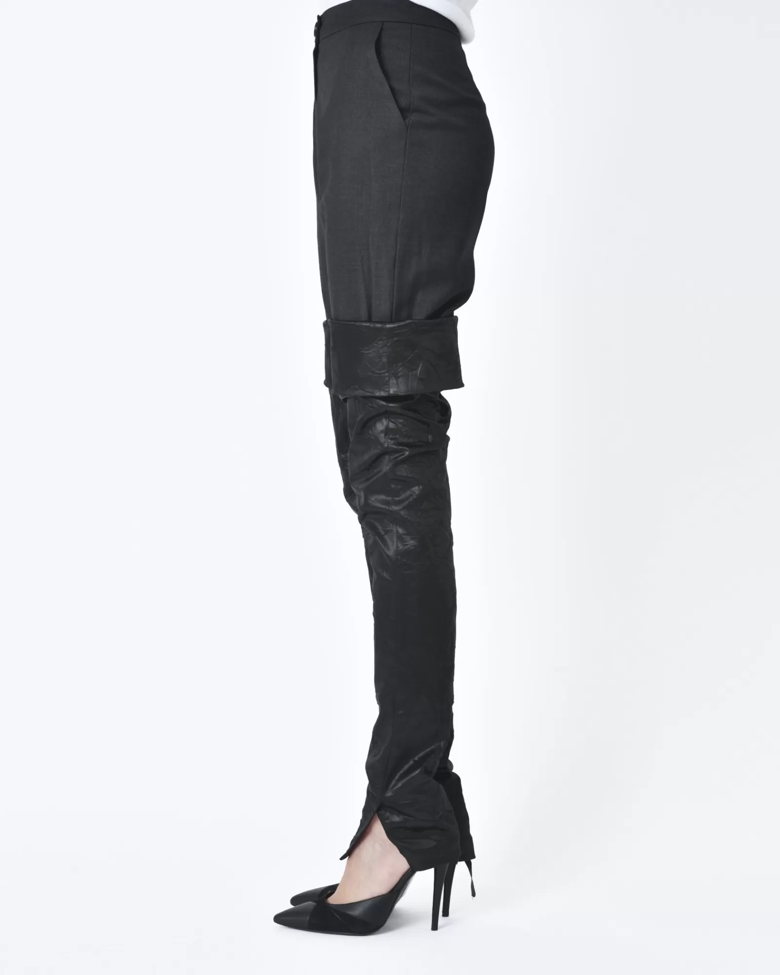 La Piscine Paris Pantalon bimatière effet cuissarde retourné Balossa Gris Shop