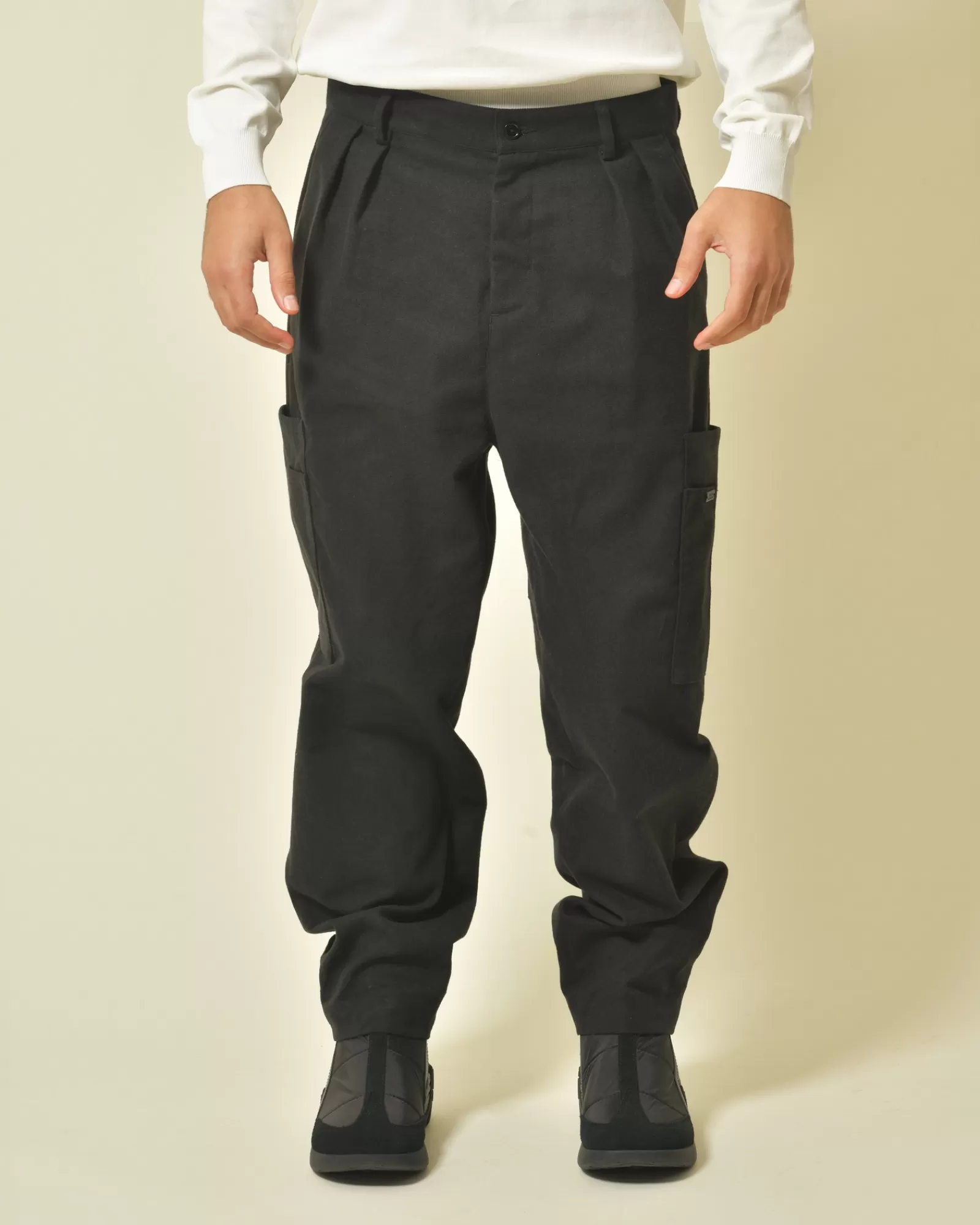La Piscine Paris Pantalon cargo en coton mélangé Daniele Alessandrini Noir Cheap