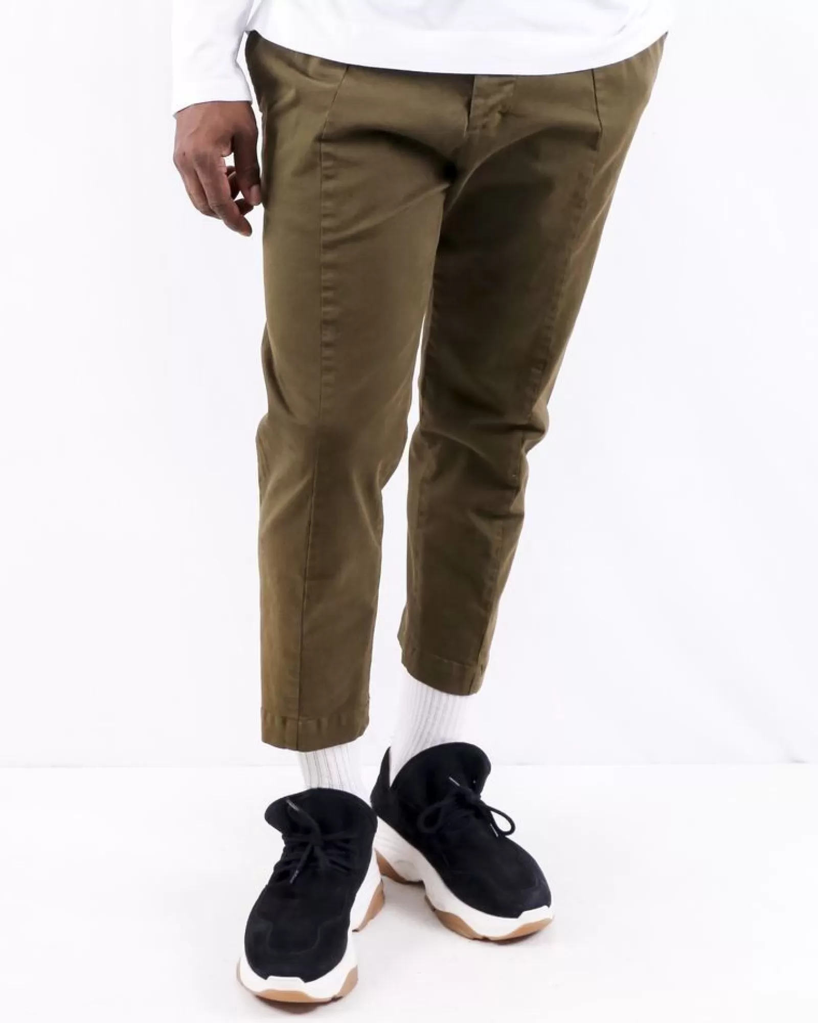 La Piscine Paris Pantalon carotte en coton Low Brand Kaki Outlet