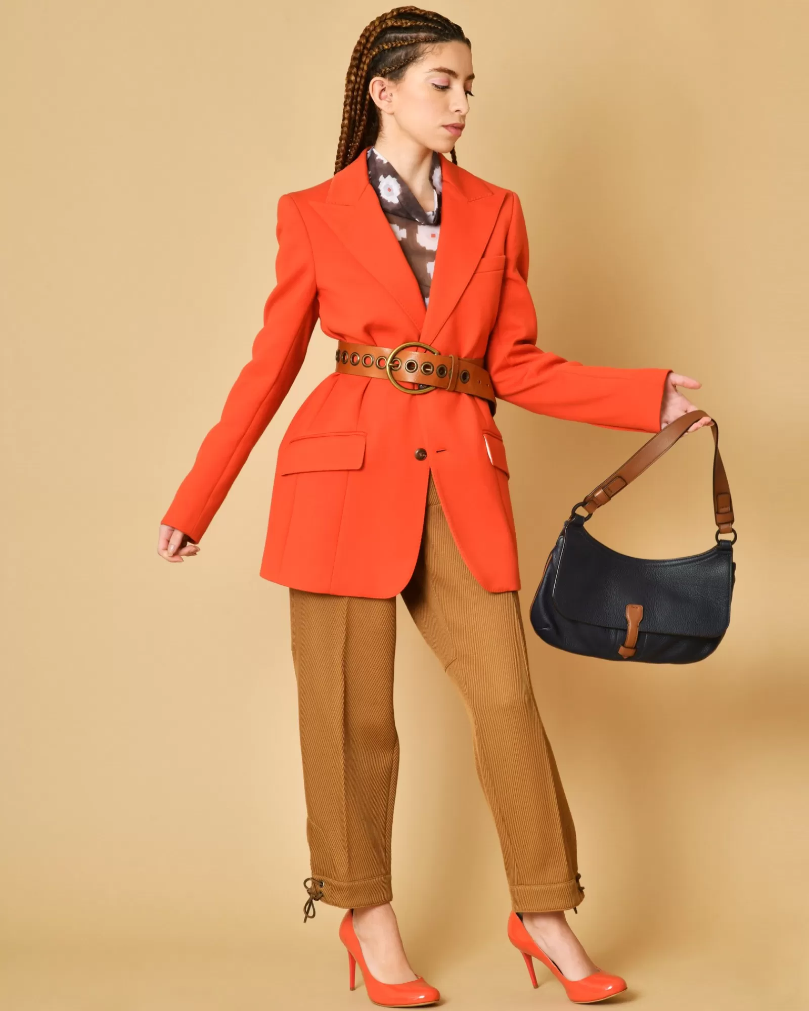 La Piscine Paris Pantalon carotte en laine côtelé La Sartoria Camel Cheap