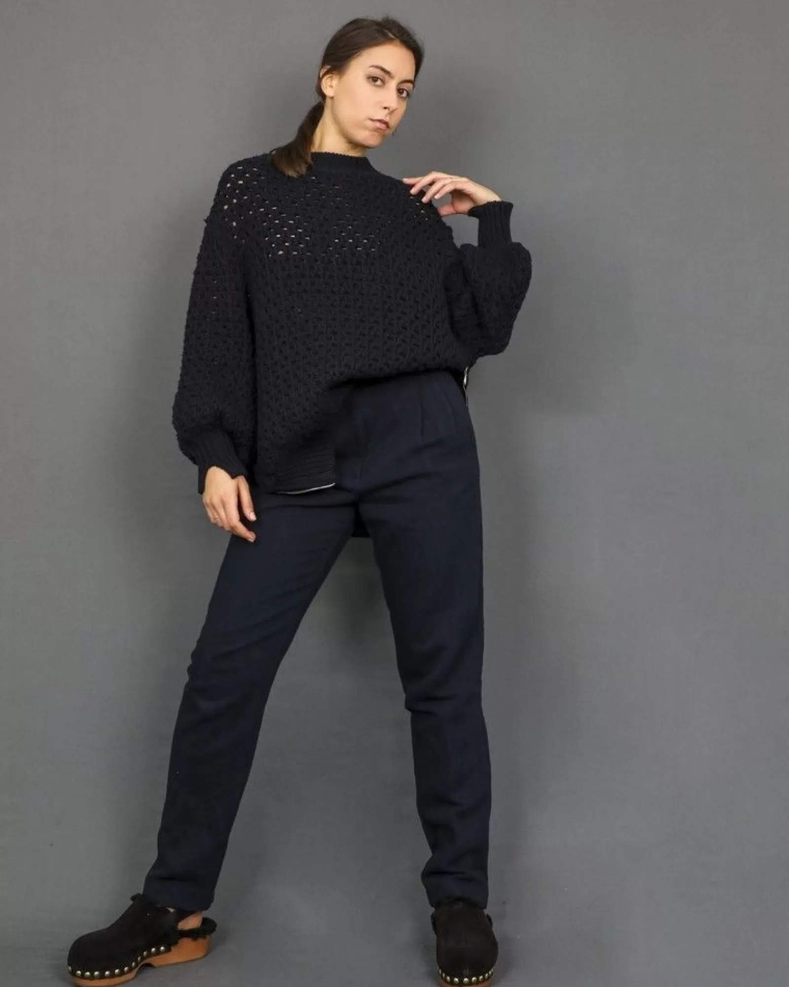 La Piscine Paris Pantalon cigarette en jean à plis Forte Forte Bleu Online