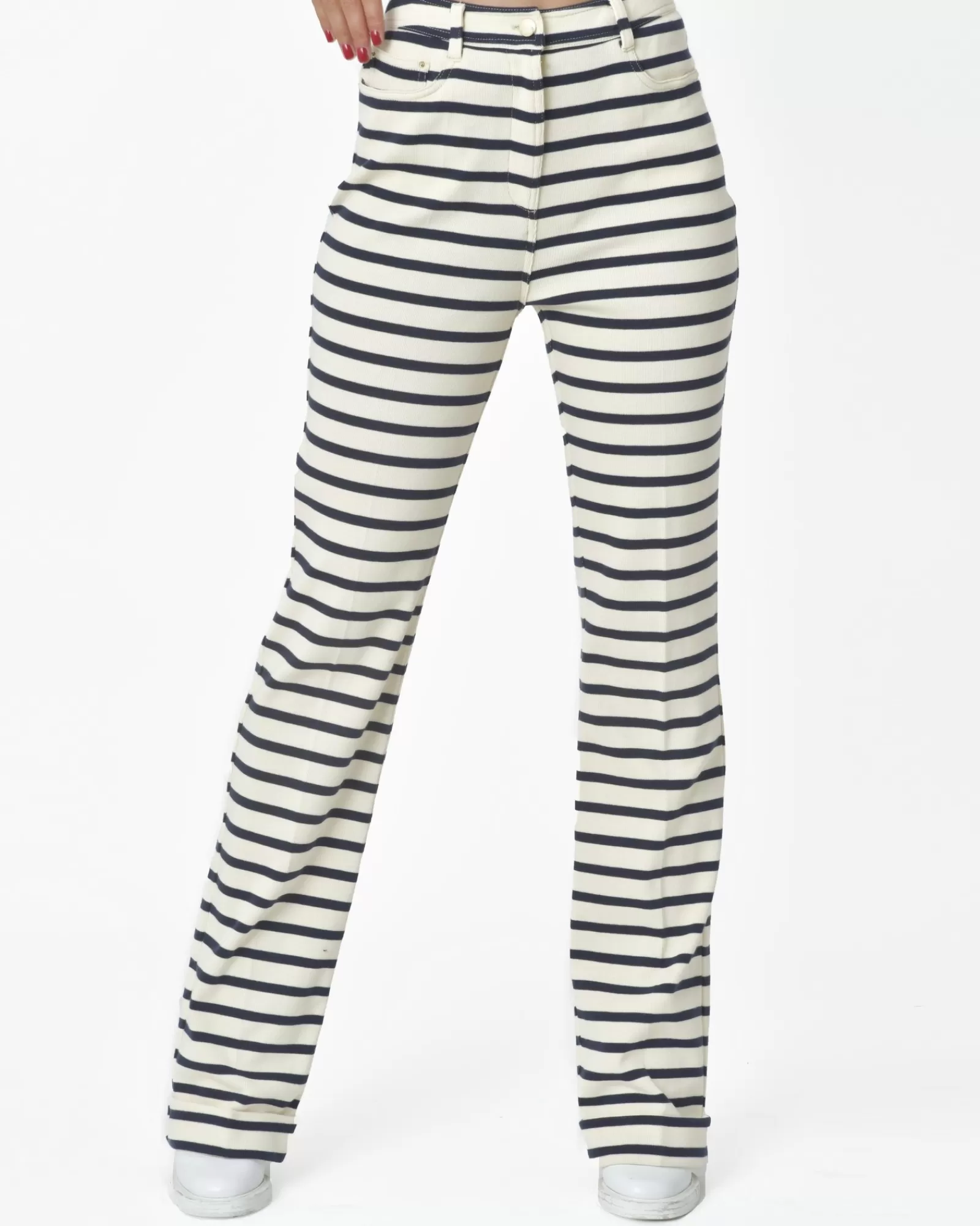 La Piscine Paris Pantalon coupe 80 à rayures Borbonese Blanc Best Sale