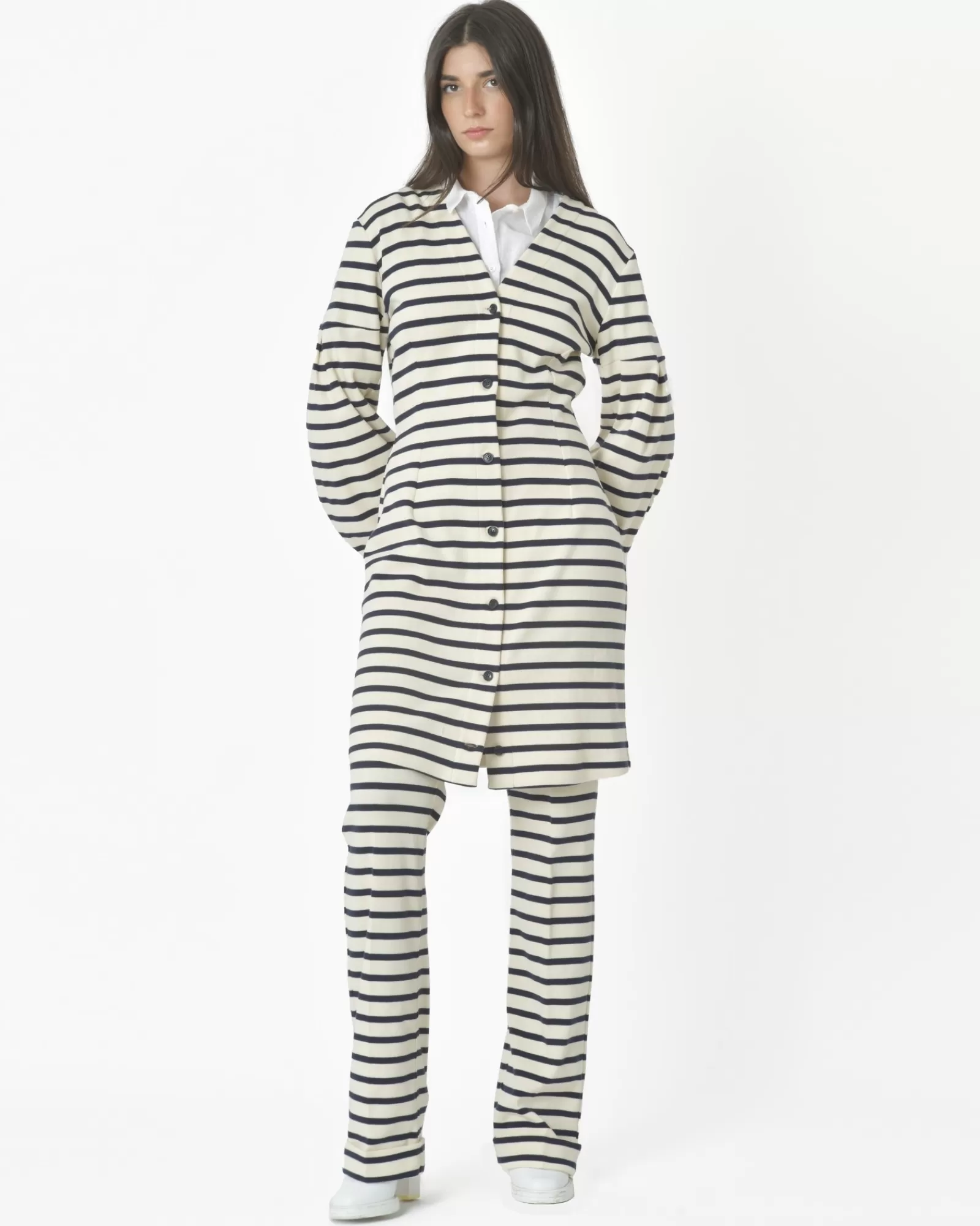 La Piscine Paris Pantalon coupe 80 à rayures Borbonese Blanc Best Sale